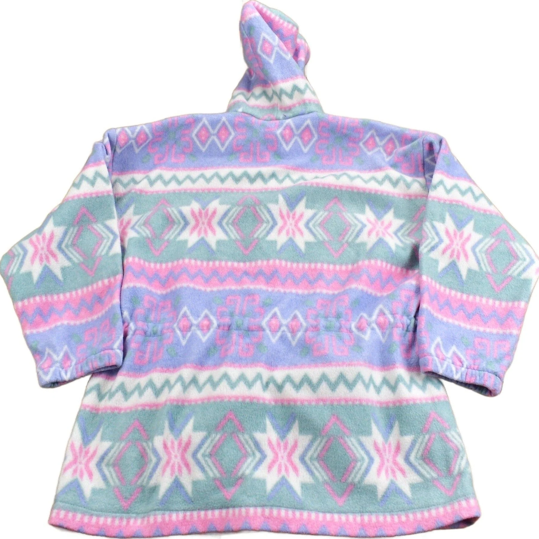 Vintage 1990s All Over Pattern Hooded Fleece Sweater Women's L - Image 2