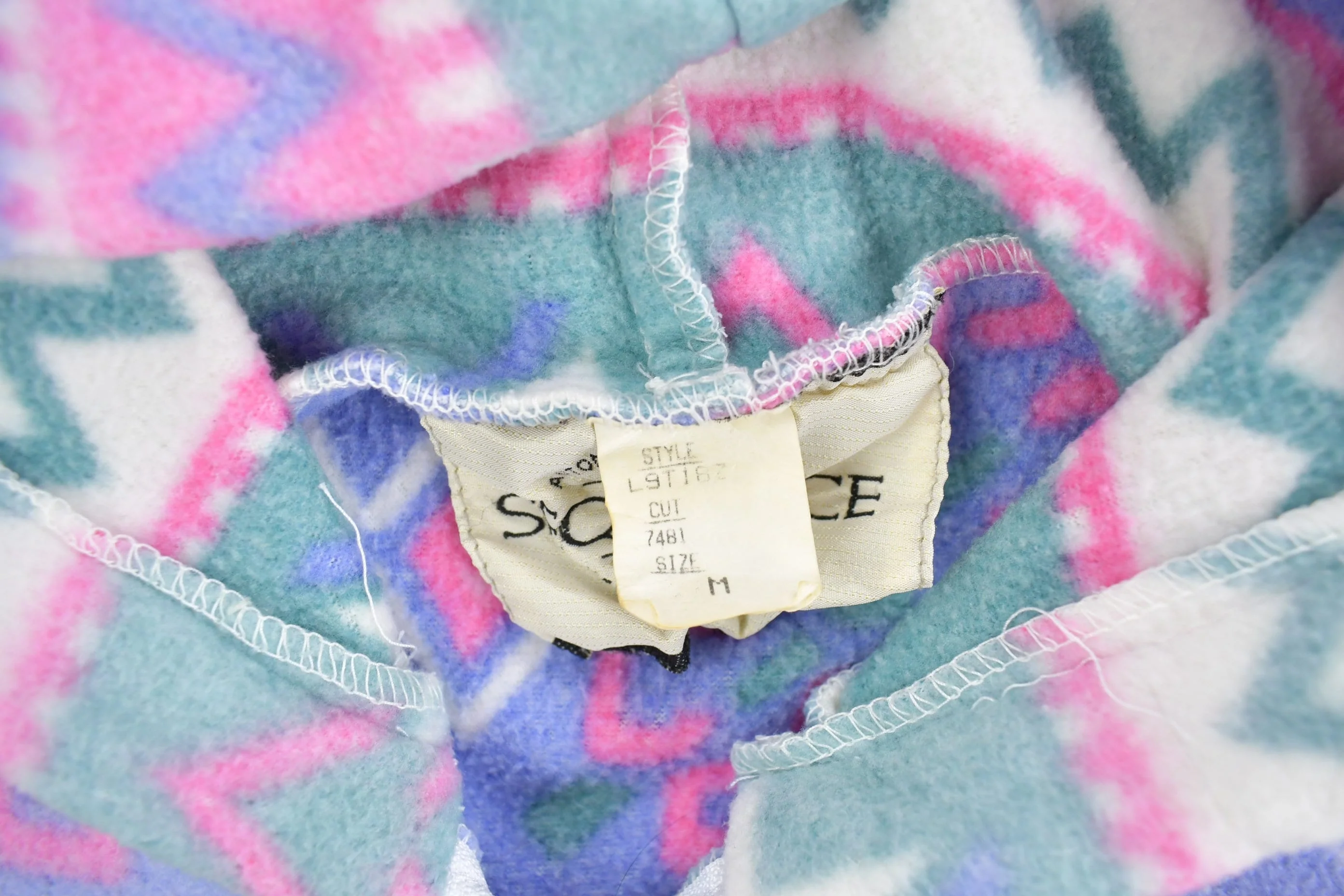 Vintage 1990s All Over Pattern Hooded Fleece Sweater Women's L - Image 4