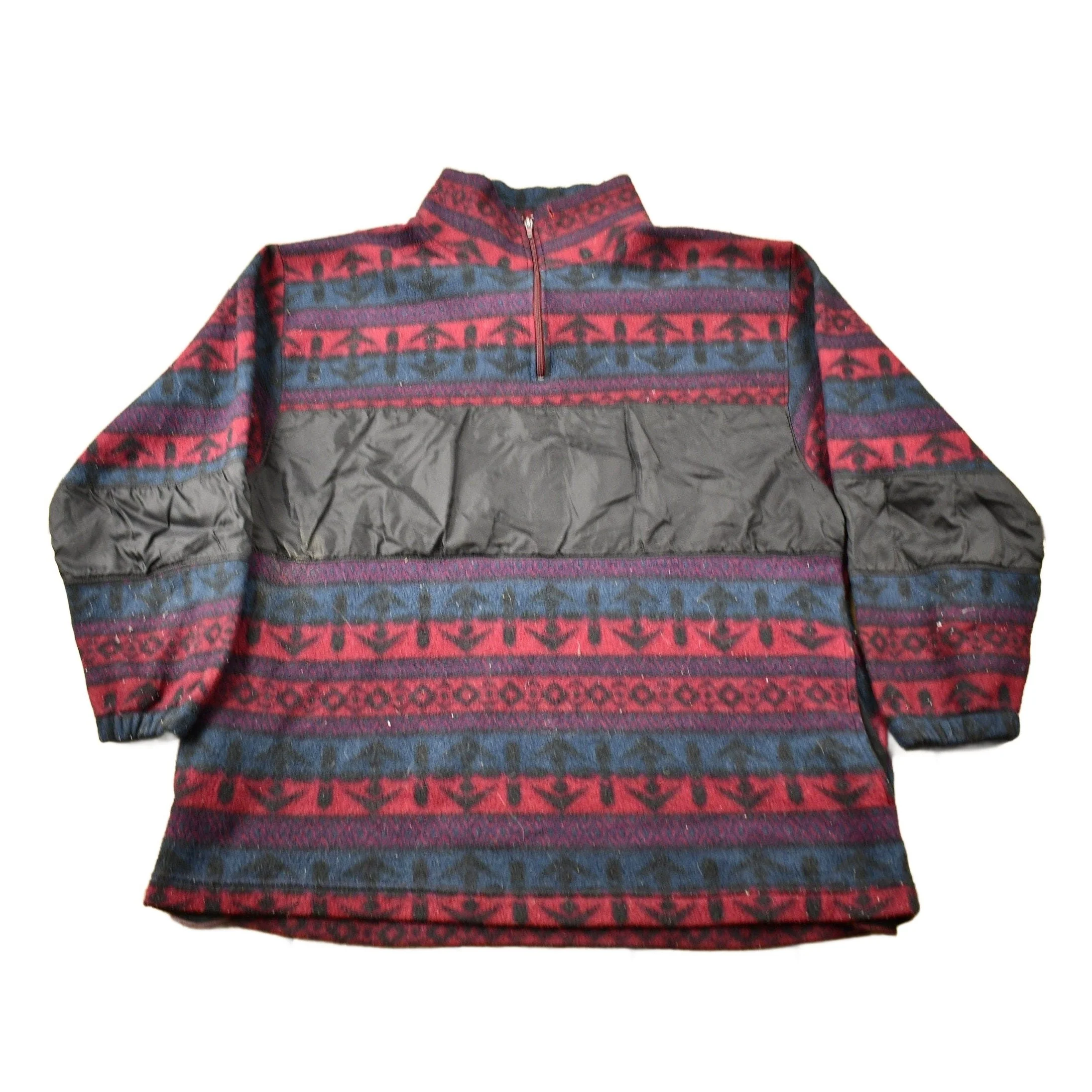 Vintage 1990s All Over Pattern Quarter Zip Fleece Sweater Men's XL