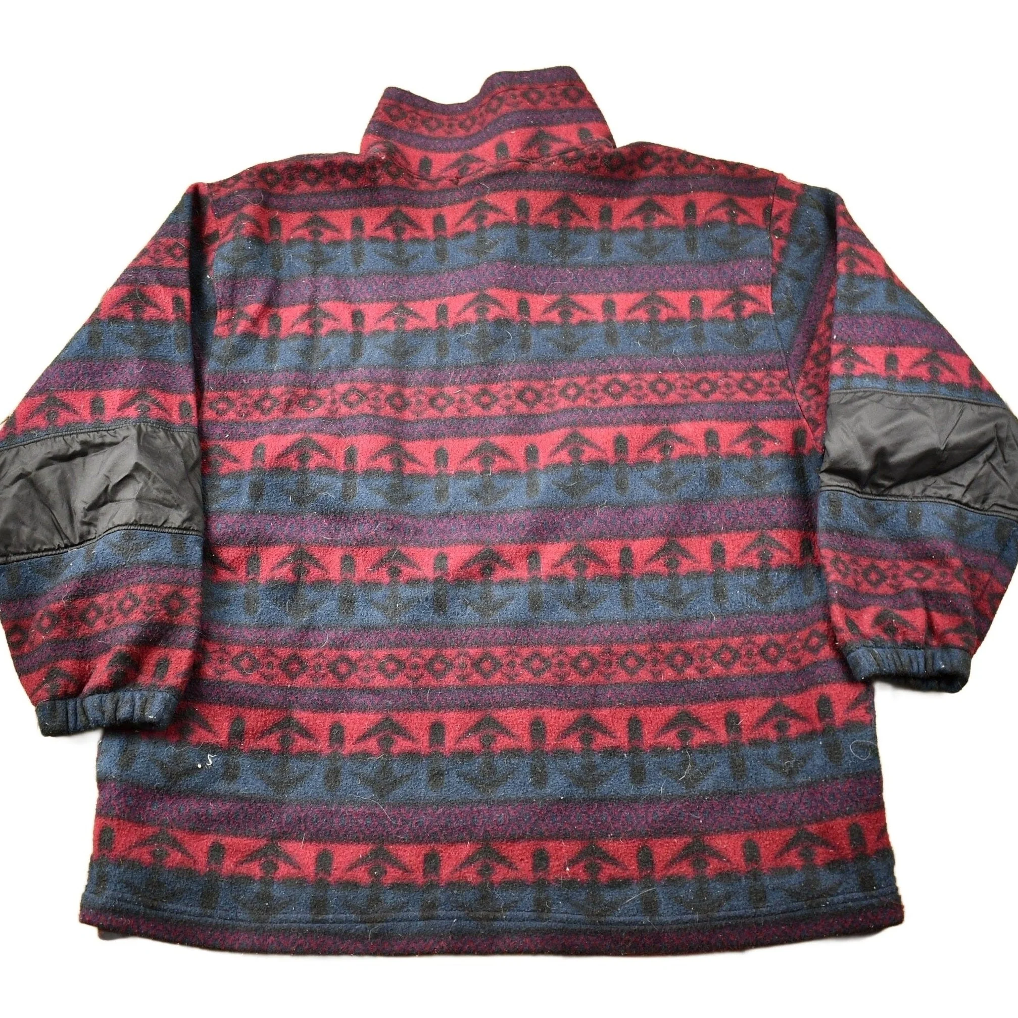 Vintage 1990s All Over Pattern Quarter Zip Fleece Sweater Men's XL - Image 2