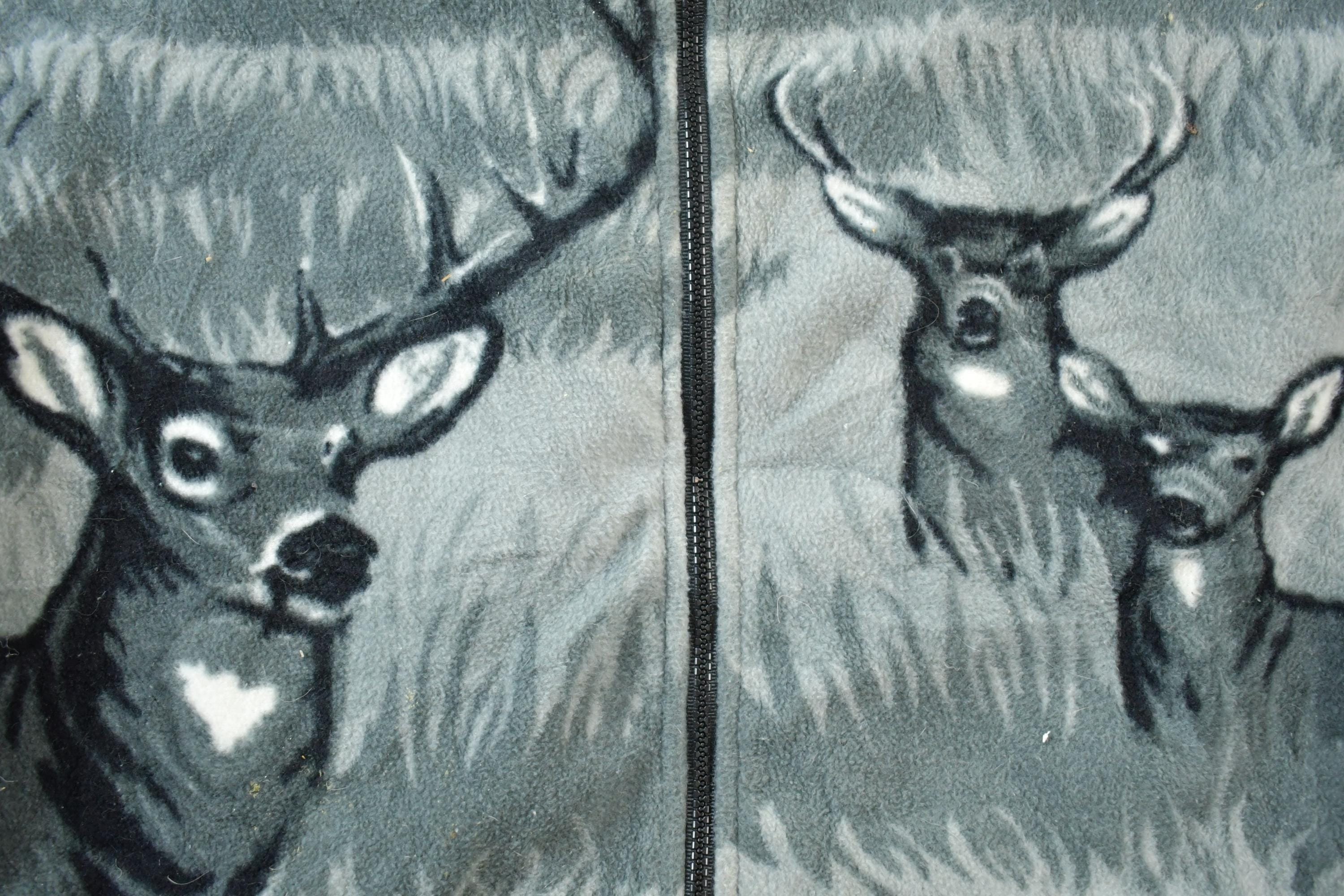 Vintage 1990s All Over Print Big Buck Deer Fleece Sweater Men's 2XL - Image 5