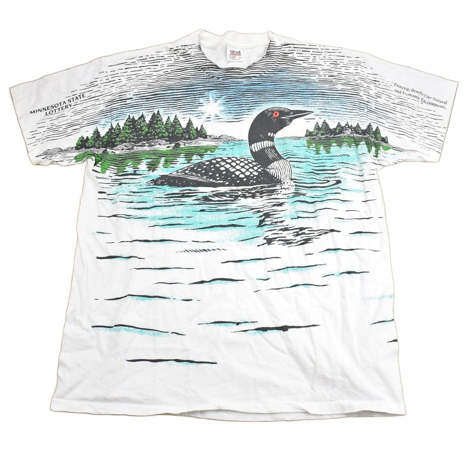 Vintage 1990s All Over Print Duck Theme T Shirt Men's XL