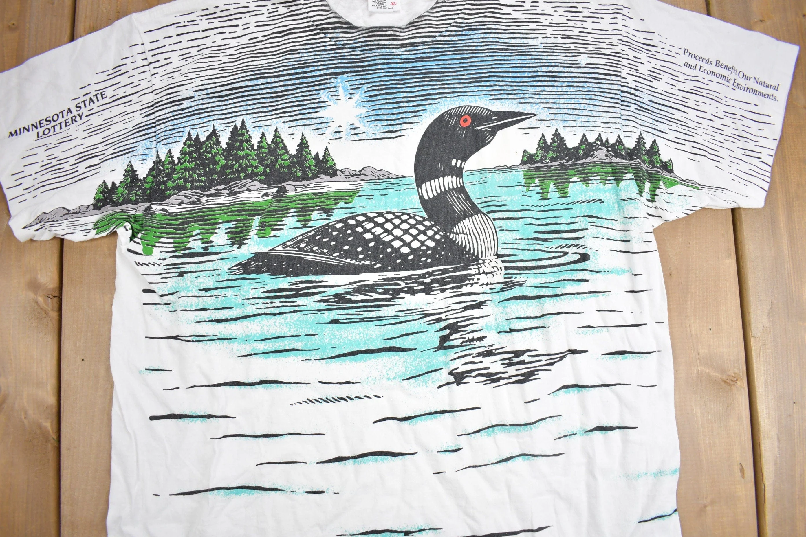 Vintage 1990s All Over Print Duck Theme T Shirt Men's XL - Image 3