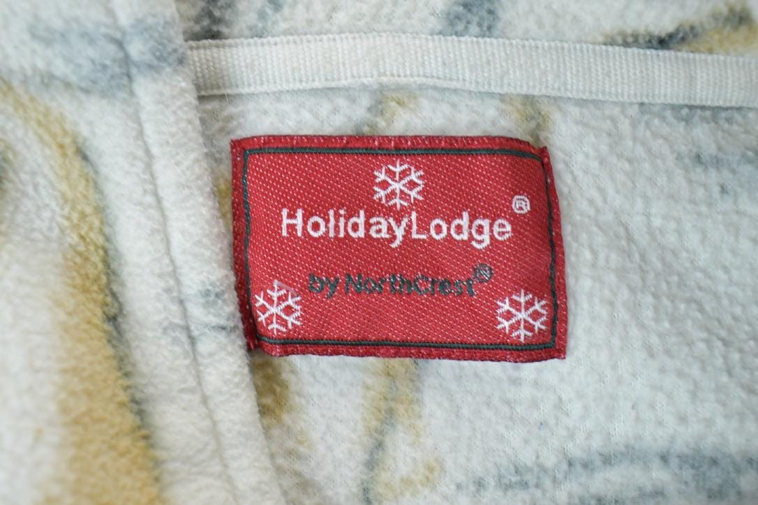 Vintage 1990s All Over Print Holiday Lodge Polar Bear Family Print Full Zip Fleece Sweater Men's XL - Image 3