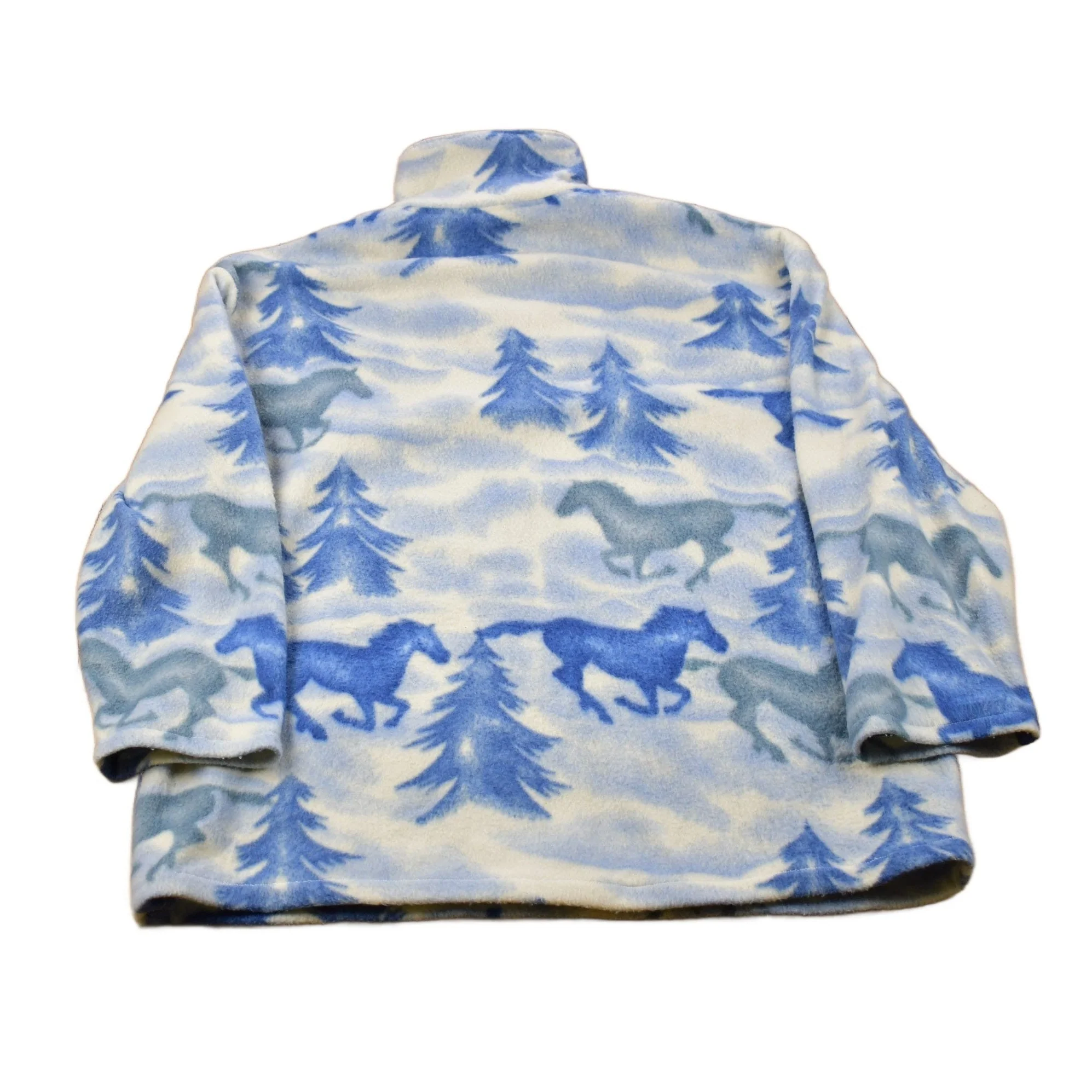 Vintage 1990s All Over Print Horse Fleece Quarter Zip Sweater Men's 2XL - Image 2