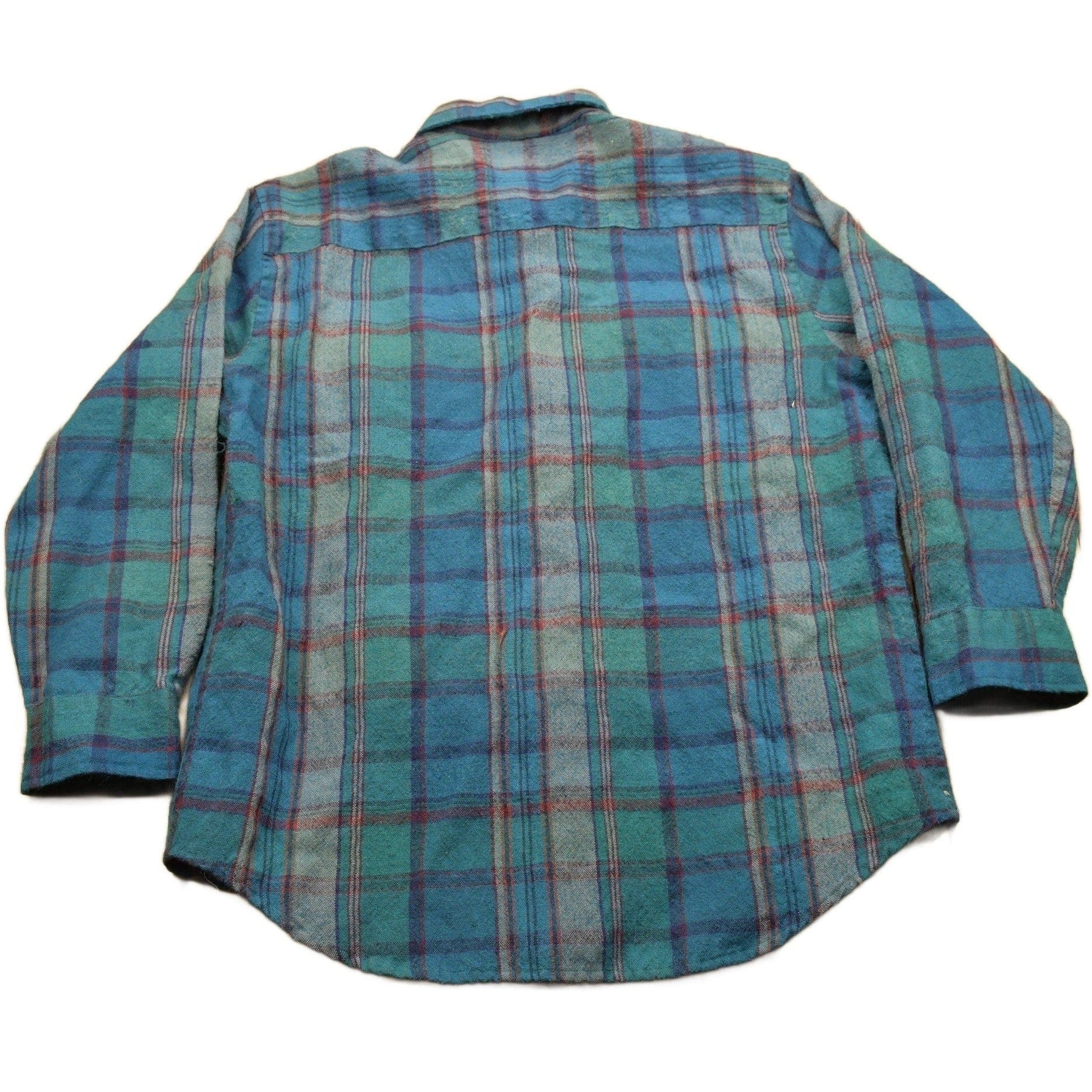 Vintage 1990s Allen Wickfield Plaid Wool Flannel Button Up Shirt Men's XL - Image 2