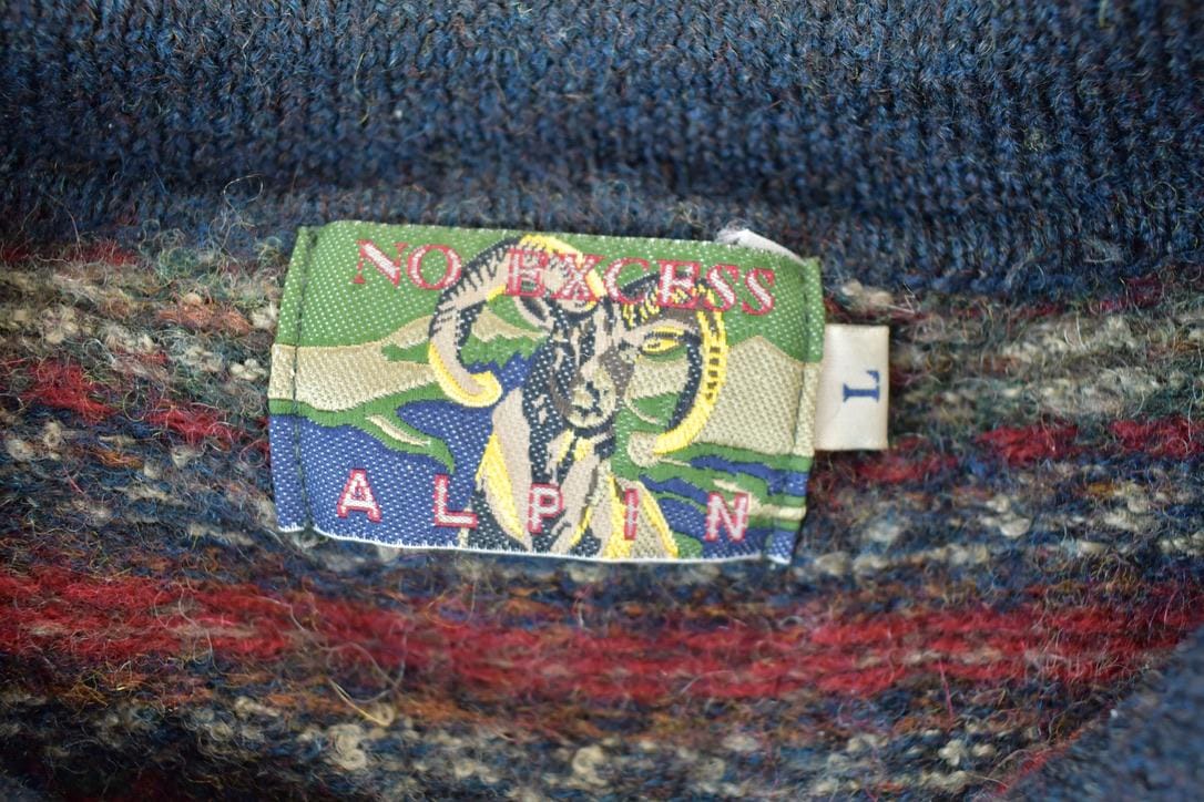 Vintage 1990s Alpin Wool Knit 3 BUtton Sweater Men's Large - Image 3