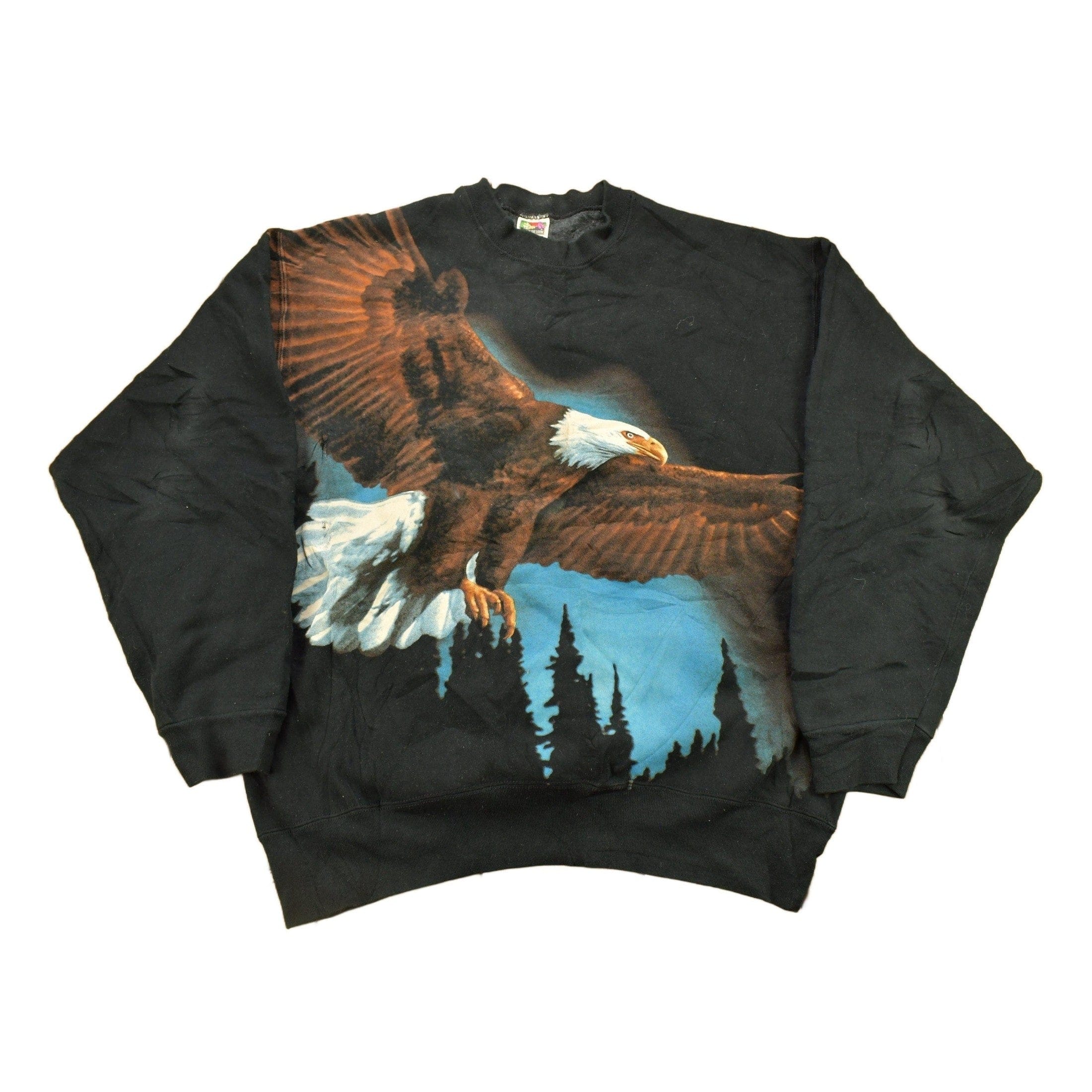 Vintage 1990s American Bald Eagle All Over Print Crewneck Sweatshirt Men's XL