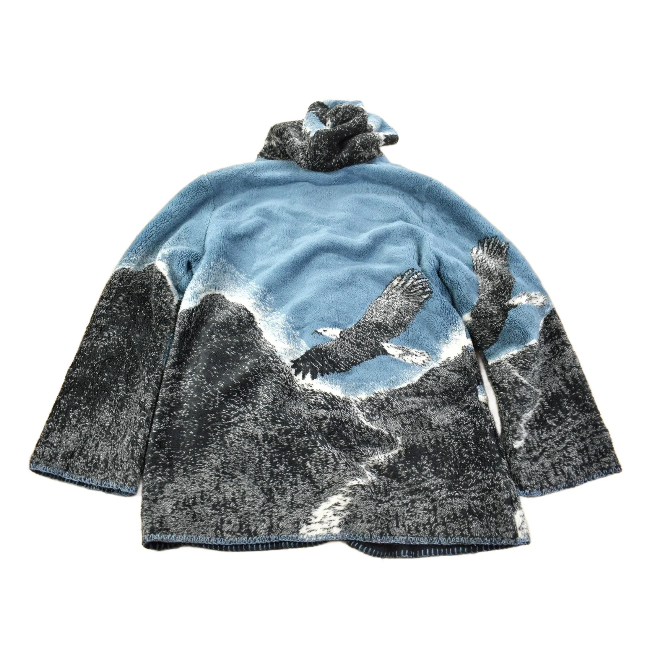 Vintage 1990s American Bald Eagle Fleece Sweater Men's Medium - Image 2