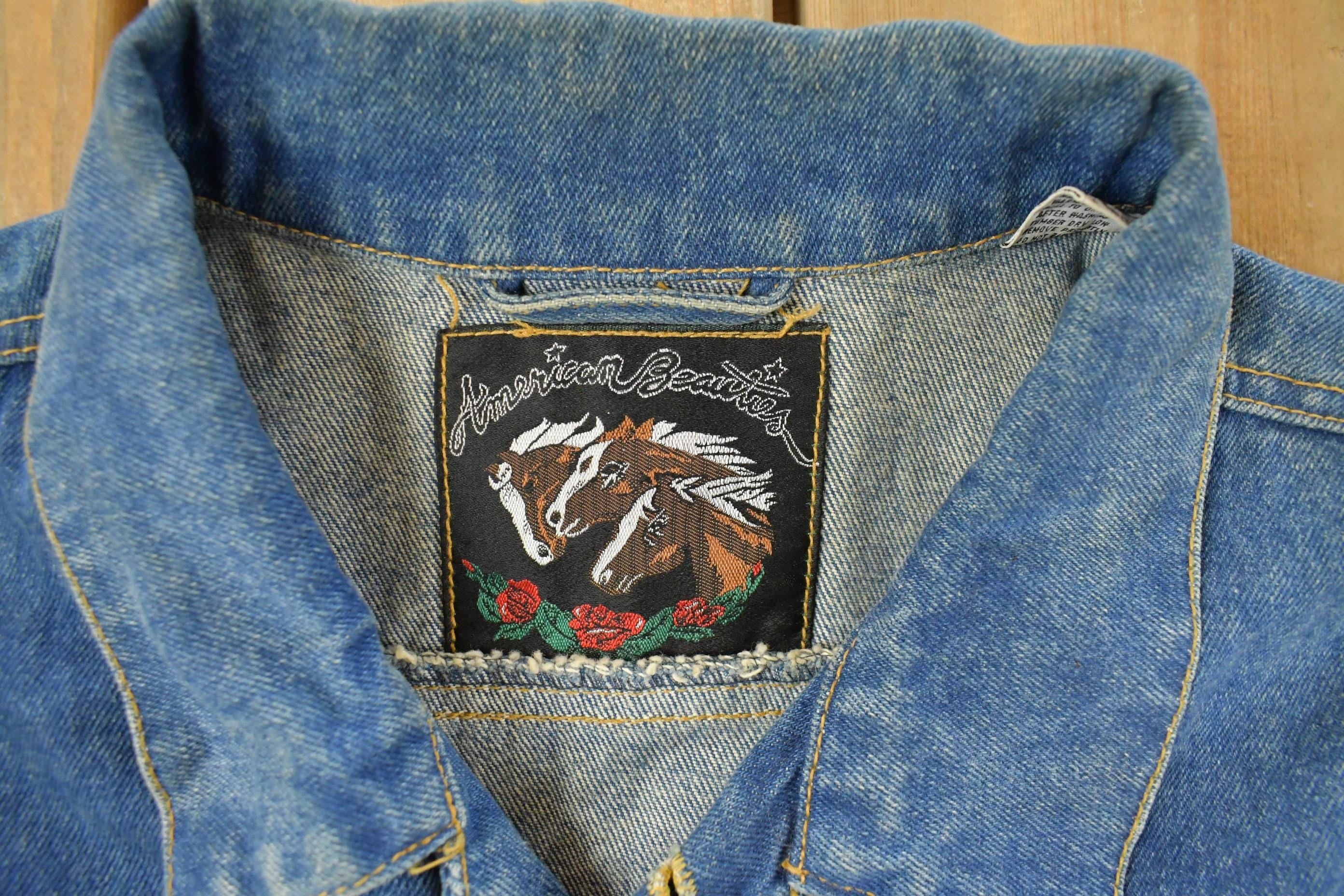 Vintage 1990s American Beauties Denim Jean Jacket Women's Large - Image 3
