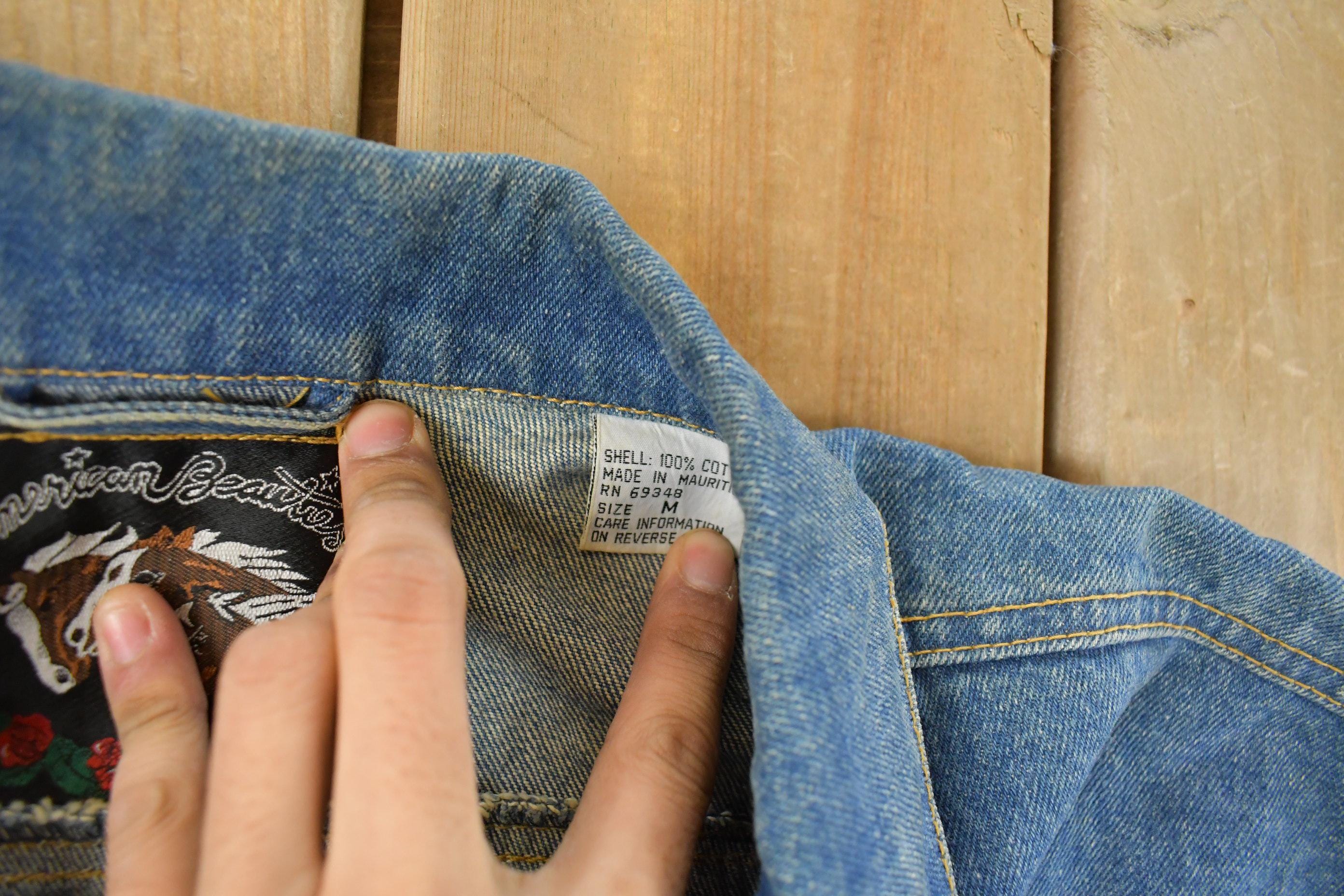 Vintage 1990s American Beauties Denim Jean Jacket Women's Large - Image 4