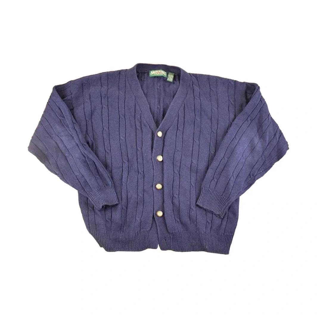Vintage 1990s American Eagle Cable Knit Cardigan Sweater Men's L