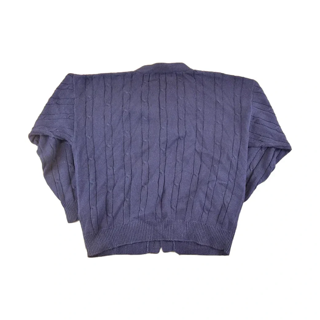Vintage 1990s American Eagle Cable Knit Cardigan Sweater Men's L - Image 2