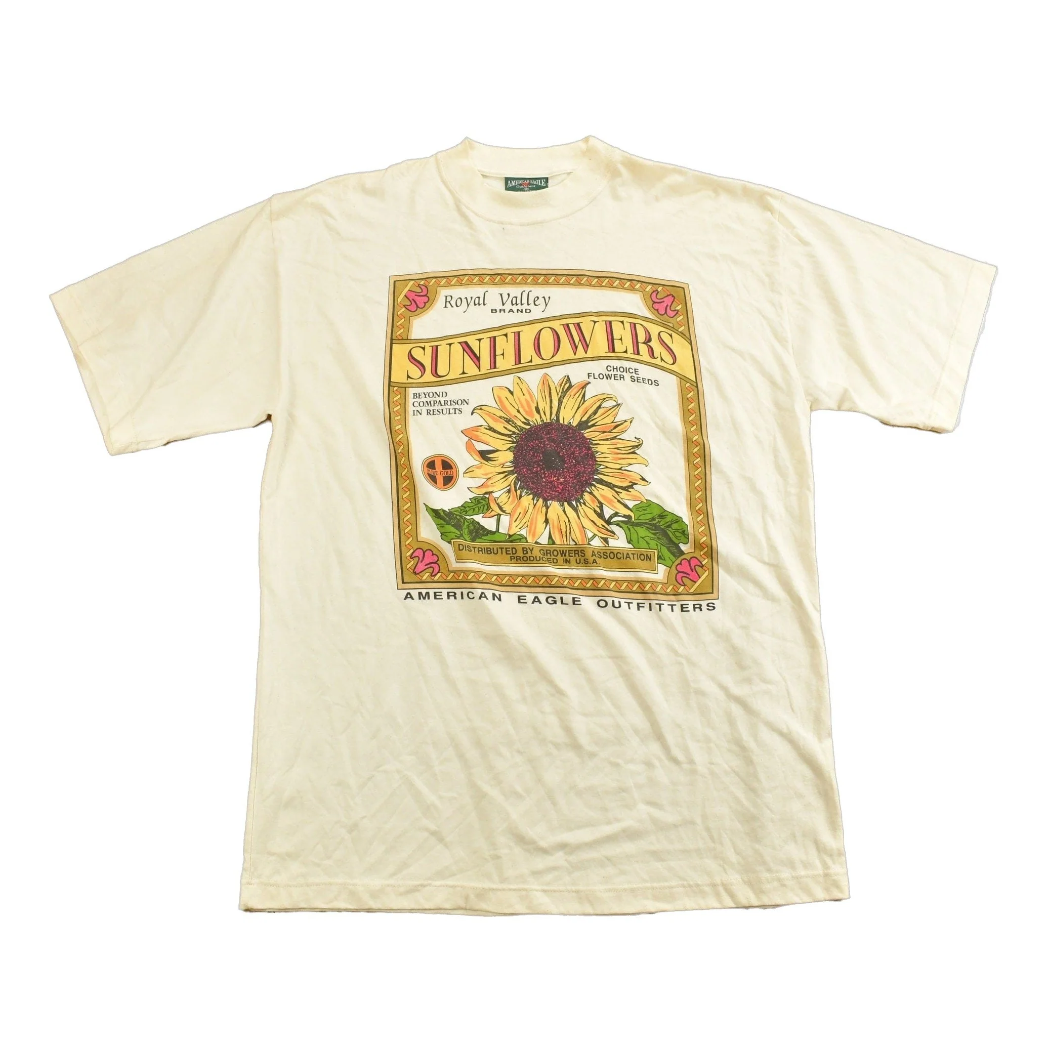 Vintage 1990s American Eagle Outfitters Sunflower Graphic T Shirt Men's XL
