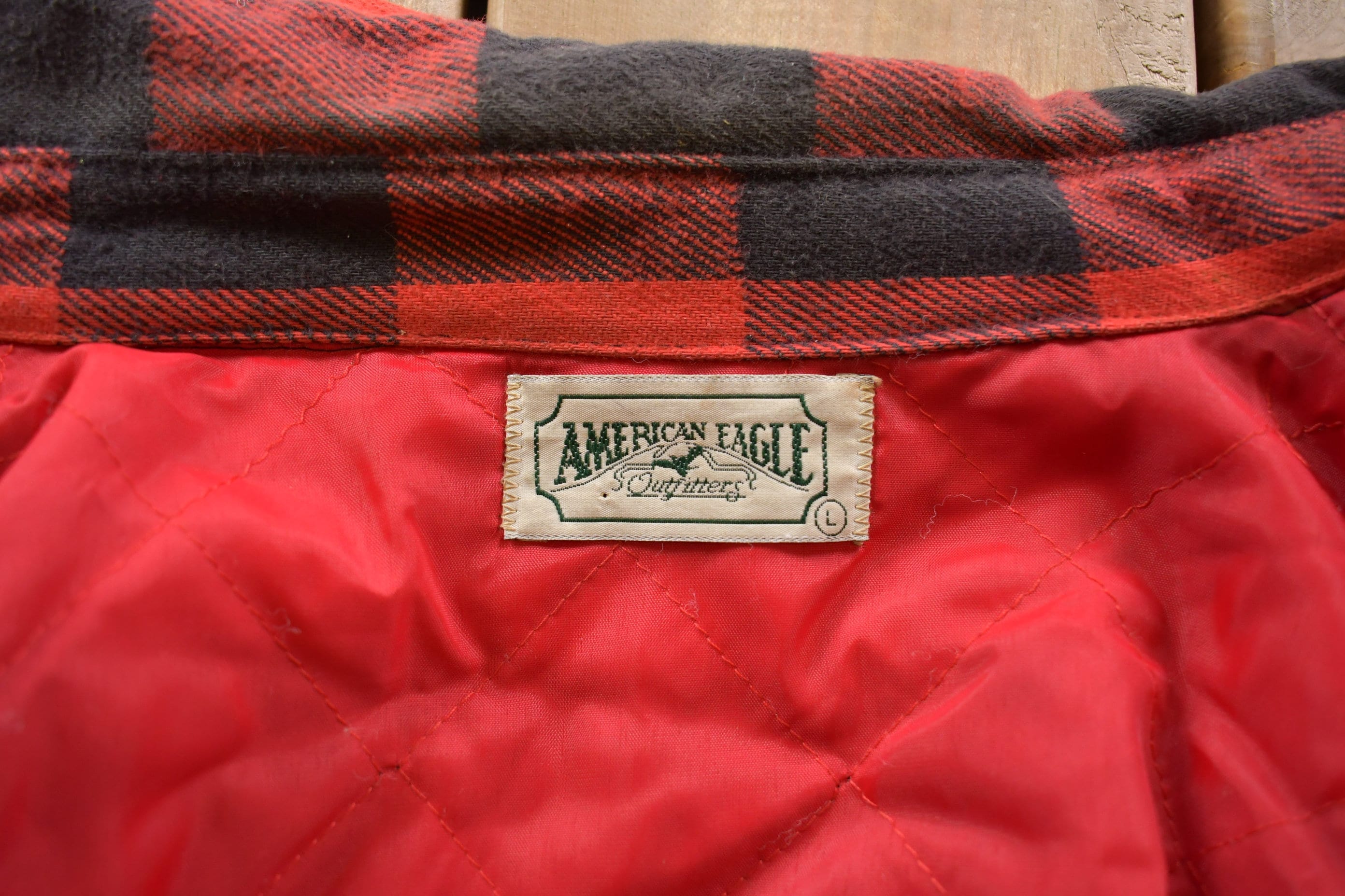 Vintage 1990s American Eagle Plaid Insulated Outdoors Jacket Men's Large - Image 3