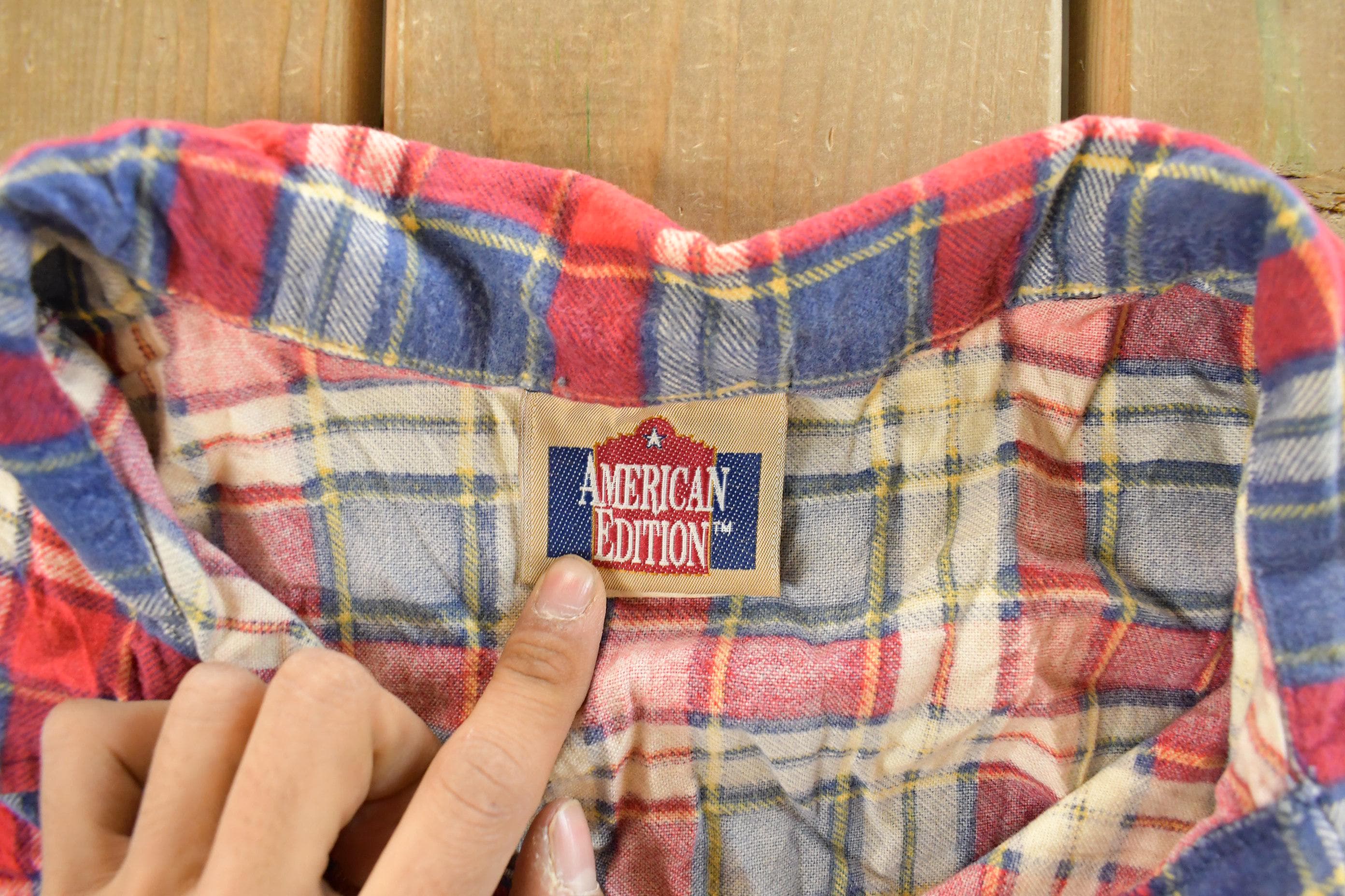 Vintage 1990s American Edition Plaid Flannel Button Up Shirt Men's 2XL - Image 4