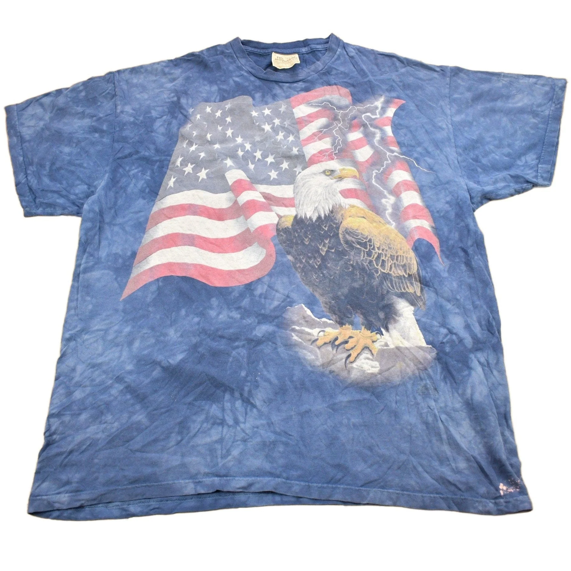 Vintage 1990s American Flag Bald Eagle Graphic Tie Dye T-Shirt Men's 2XL