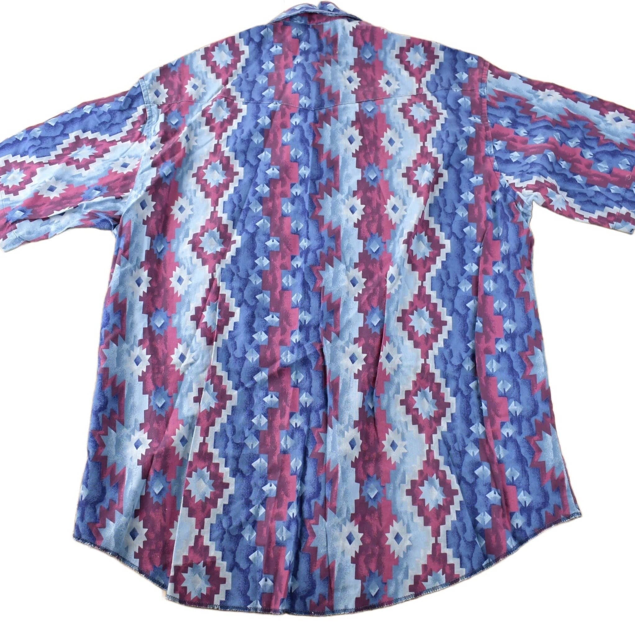 Vintage 1990s American Hero South Western Style Aztec Pattern Button Up Shirt Men's XL - Image 2