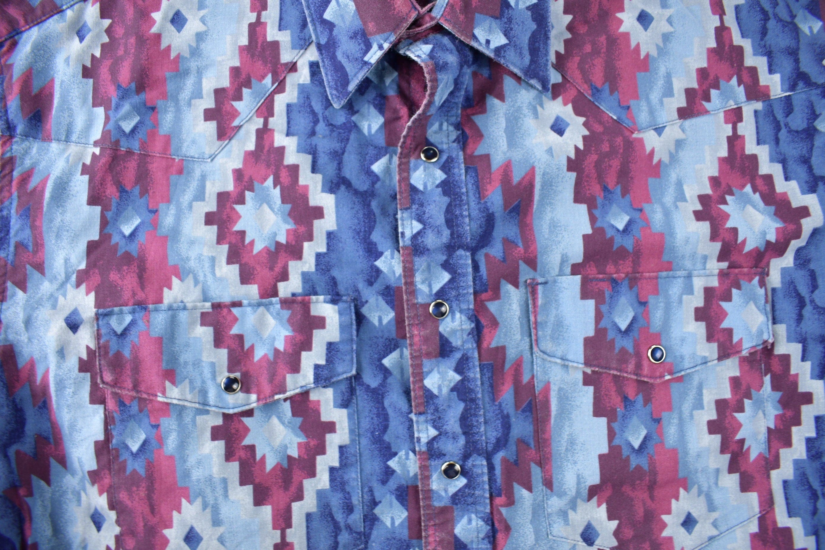 Vintage 1990s American Hero South Western Style Aztec Pattern Button Up Shirt Men's XL - Image 3