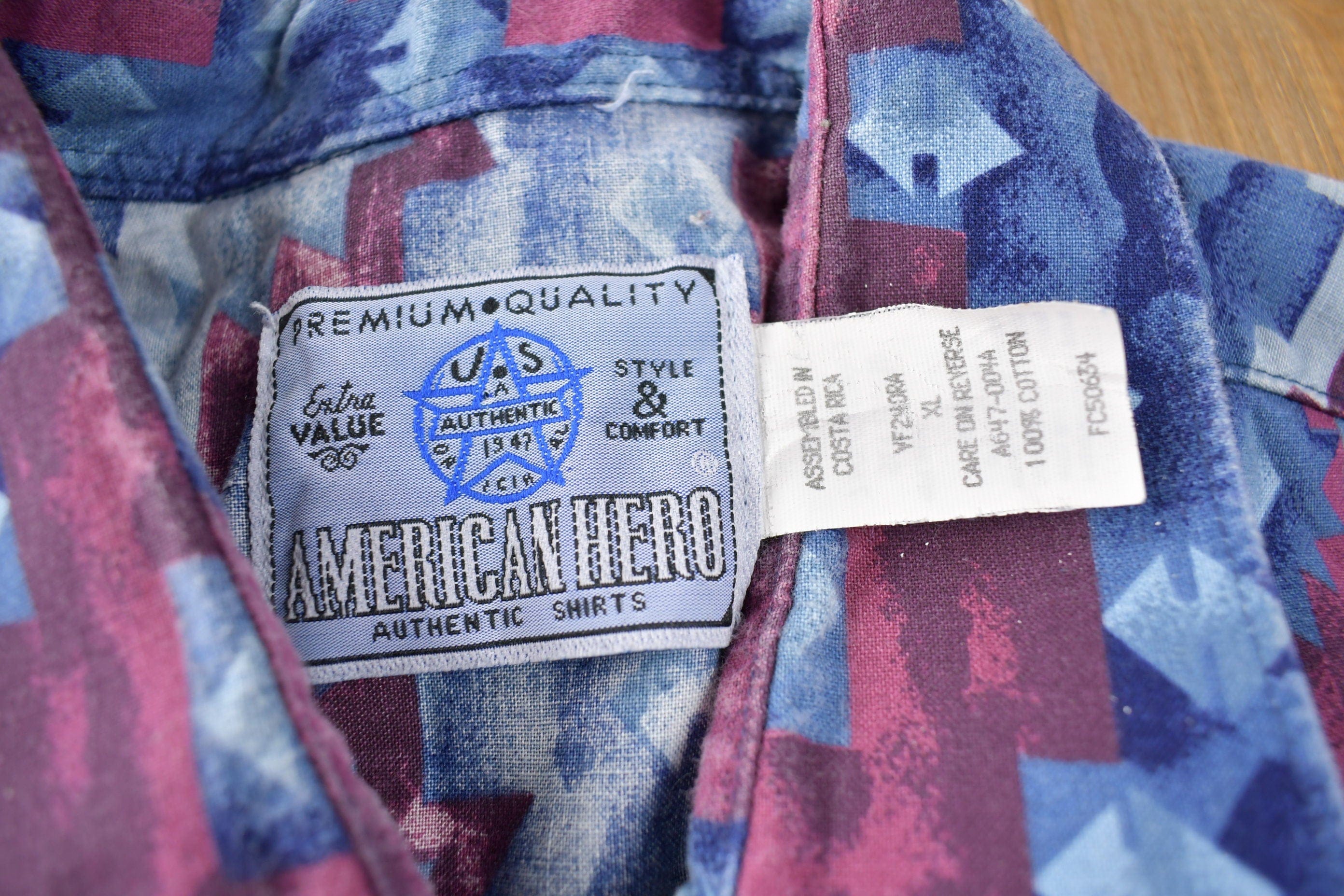 Vintage 1990s American Hero South Western Style Aztec Pattern Button Up Shirt Men's XL - Image 4