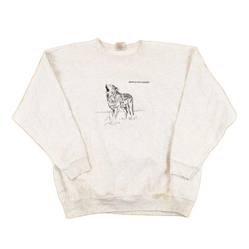 Vintage 1990s American Outdoorsman Howling Wolf Embroidered Heavyweight Crewneck Sweatshirt Men's XL