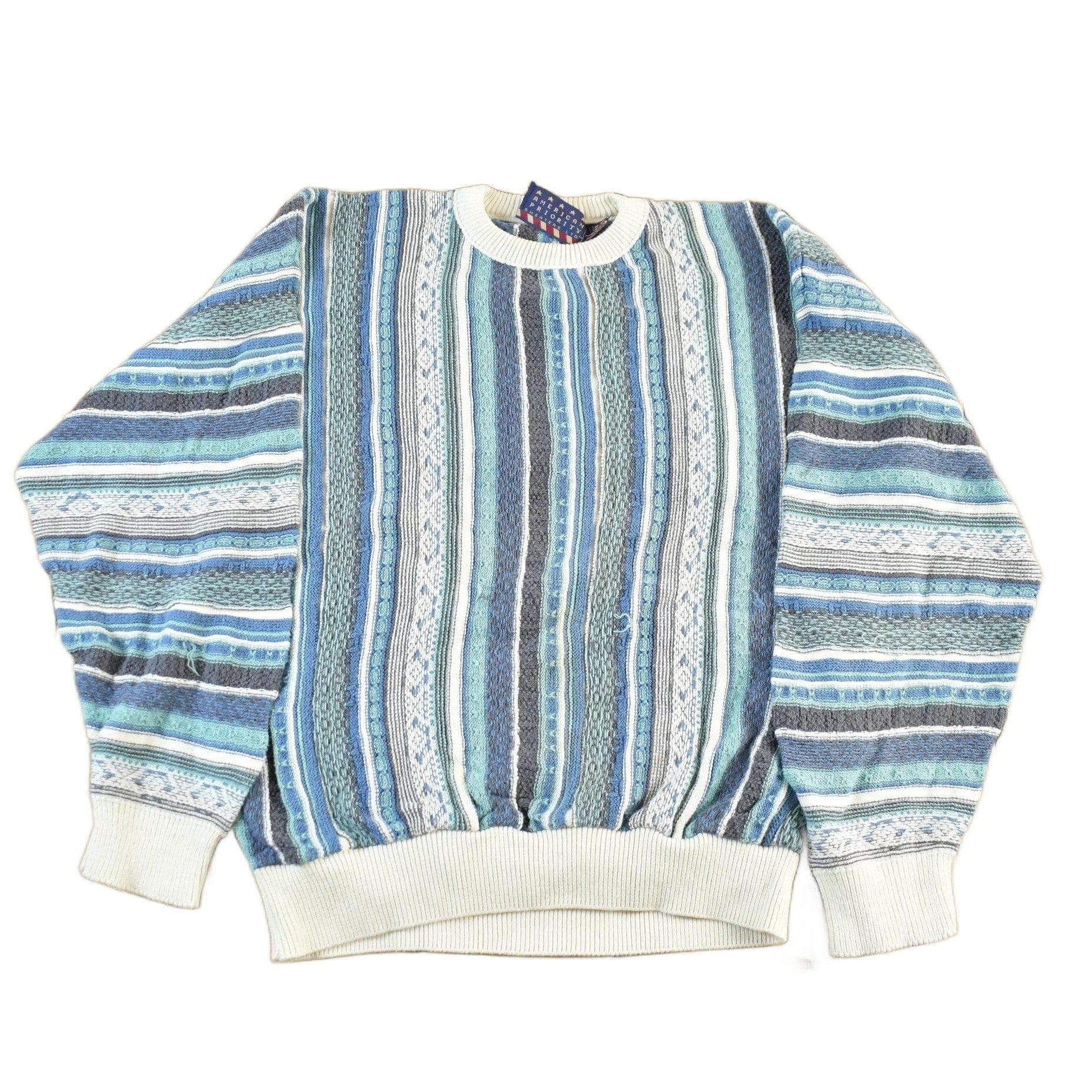 Vintage 1990s American Priority 3D Knit Sweater Mens Large Men's Medium