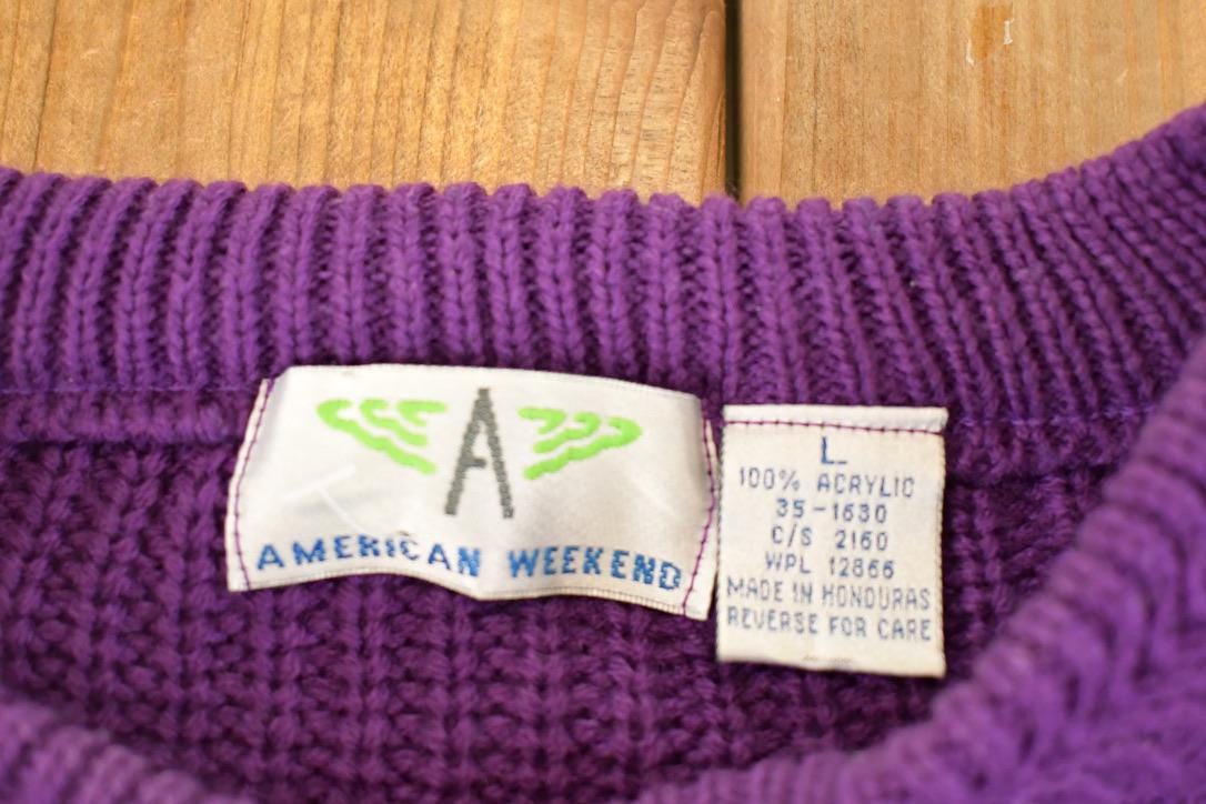 Vintage 1990s American Weekend Colour Block Knit Sweater Men's - Image 4