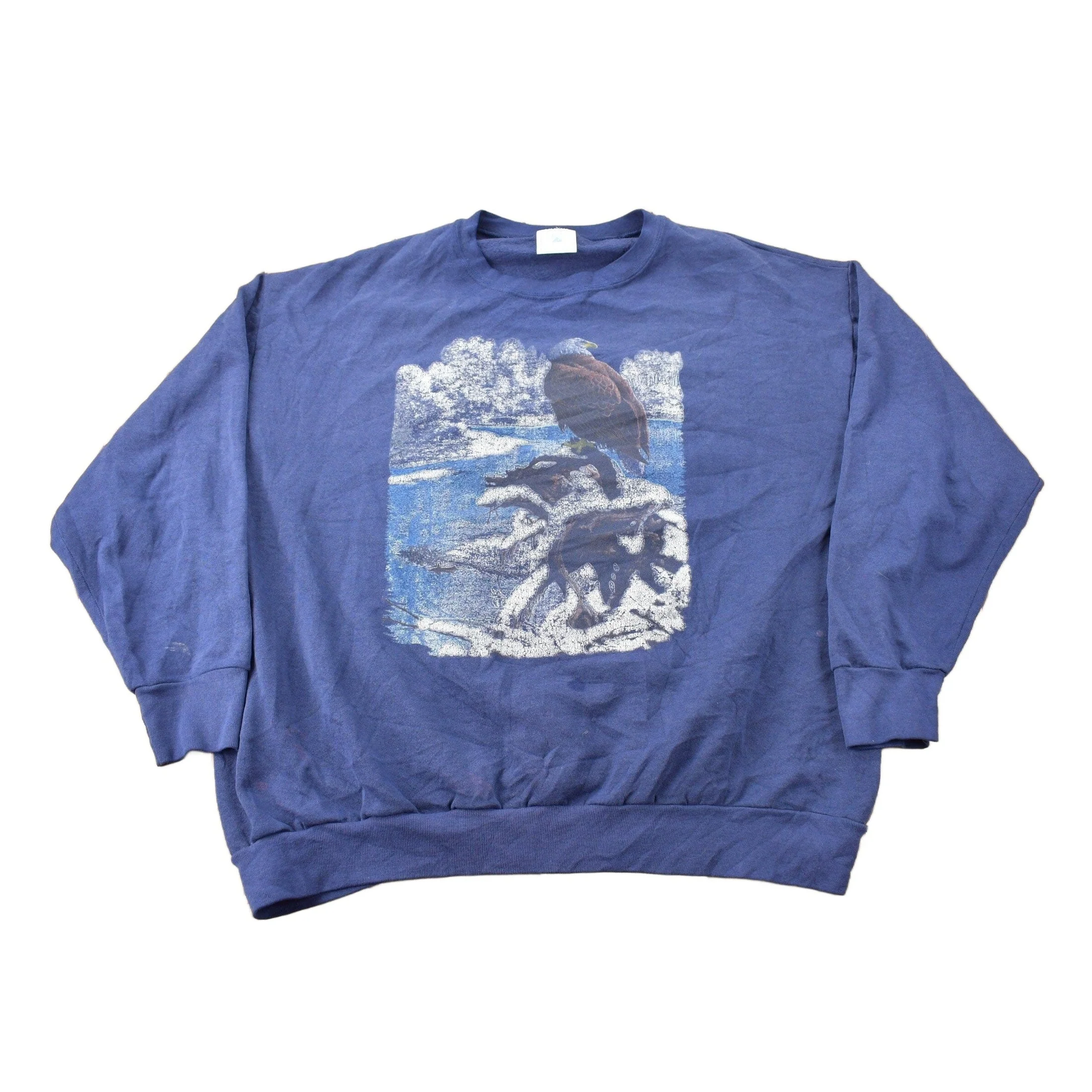 Vintage 1990s American Wilderness Bald Eagle Graphic Crewneck Sweatshirt Men's 2XL