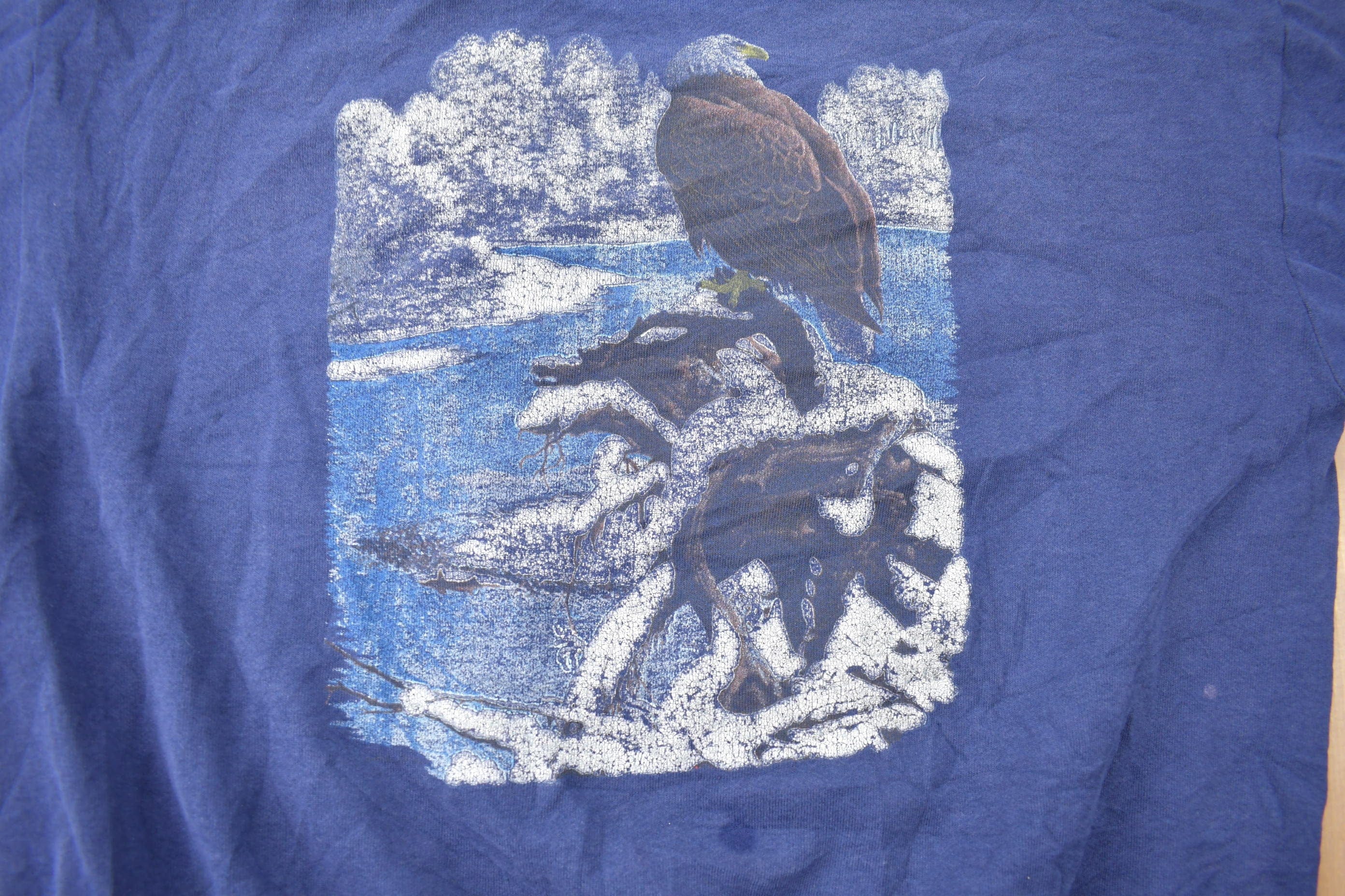 Vintage 1990s American Wilderness Bald Eagle Graphic Crewneck Sweatshirt Men's 2XL - Image 3