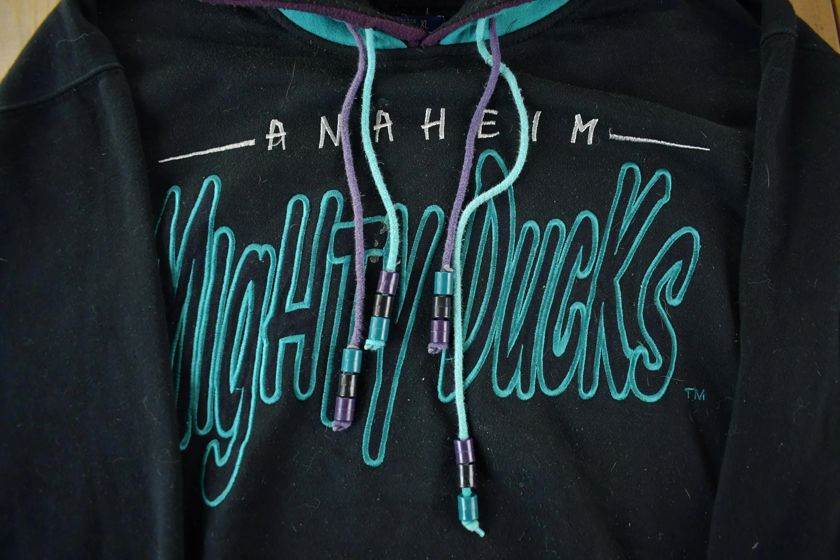Vintage 1990s Anaheim Mighty Ducks NHL Hockey Hoodie Sweatshirt Men's XL - Image 3