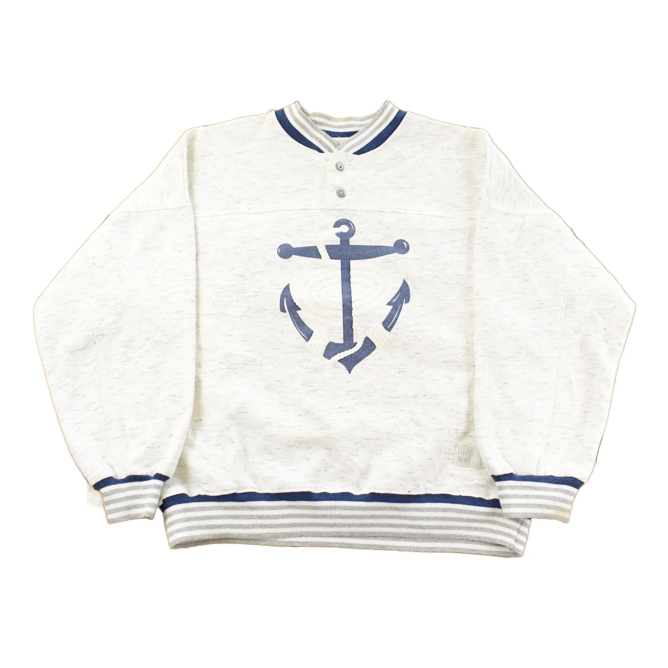 Vintage 1990s Anchor Sailing Henley Crewneck Sweatshirt Men's Medium