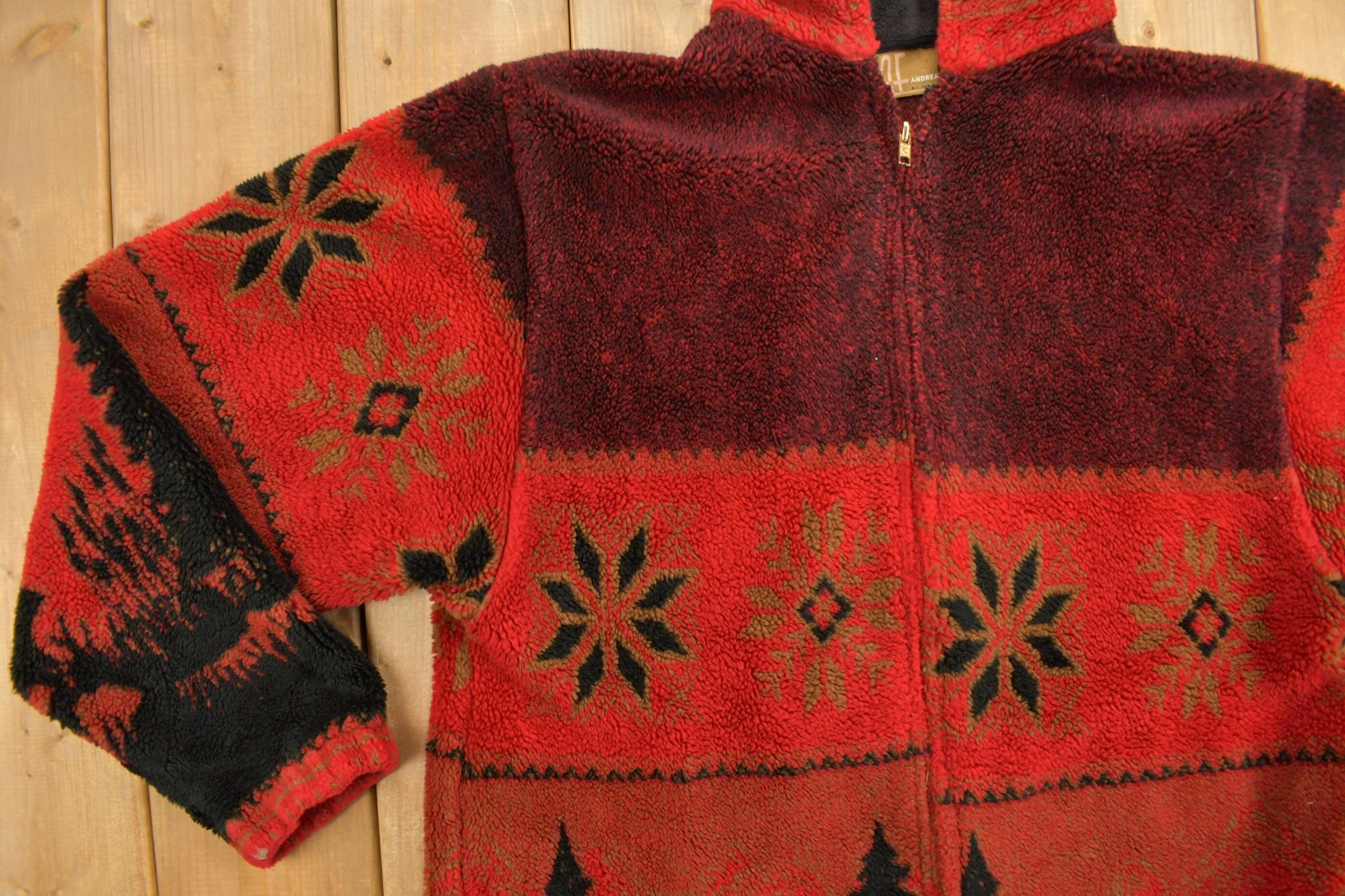 Vintage 1990s Andrea Faye Fleece Hoodie Men's Medium - Image 4