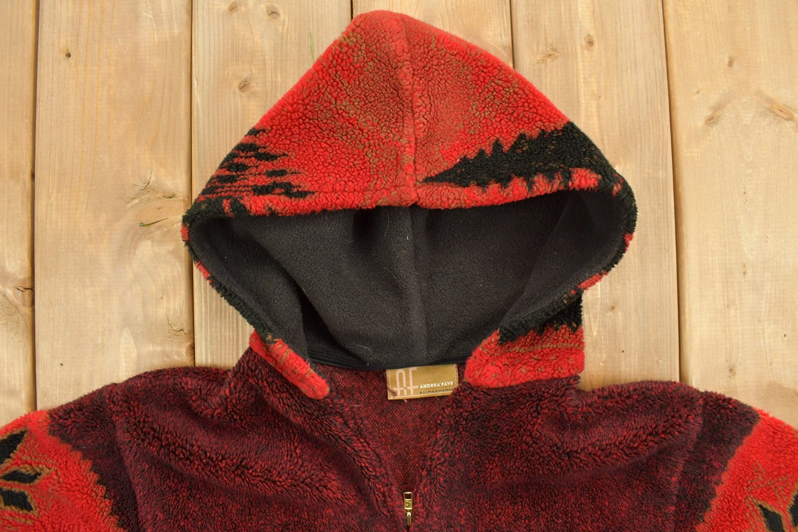 Vintage 1990s Andrea Faye Fleece Hoodie Men's Medium - Image 5