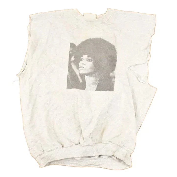 Vintage 1990s Angela Davis Graphic Print Sleeveless Crewneck Sweatshirt Men's M