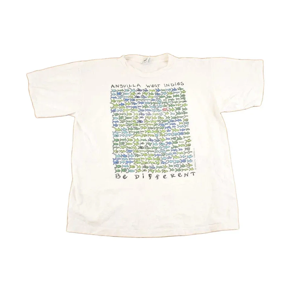 Vintage 1990's Anguilla West Indies Fish School Souvenir Travel T-Shirt Men's L