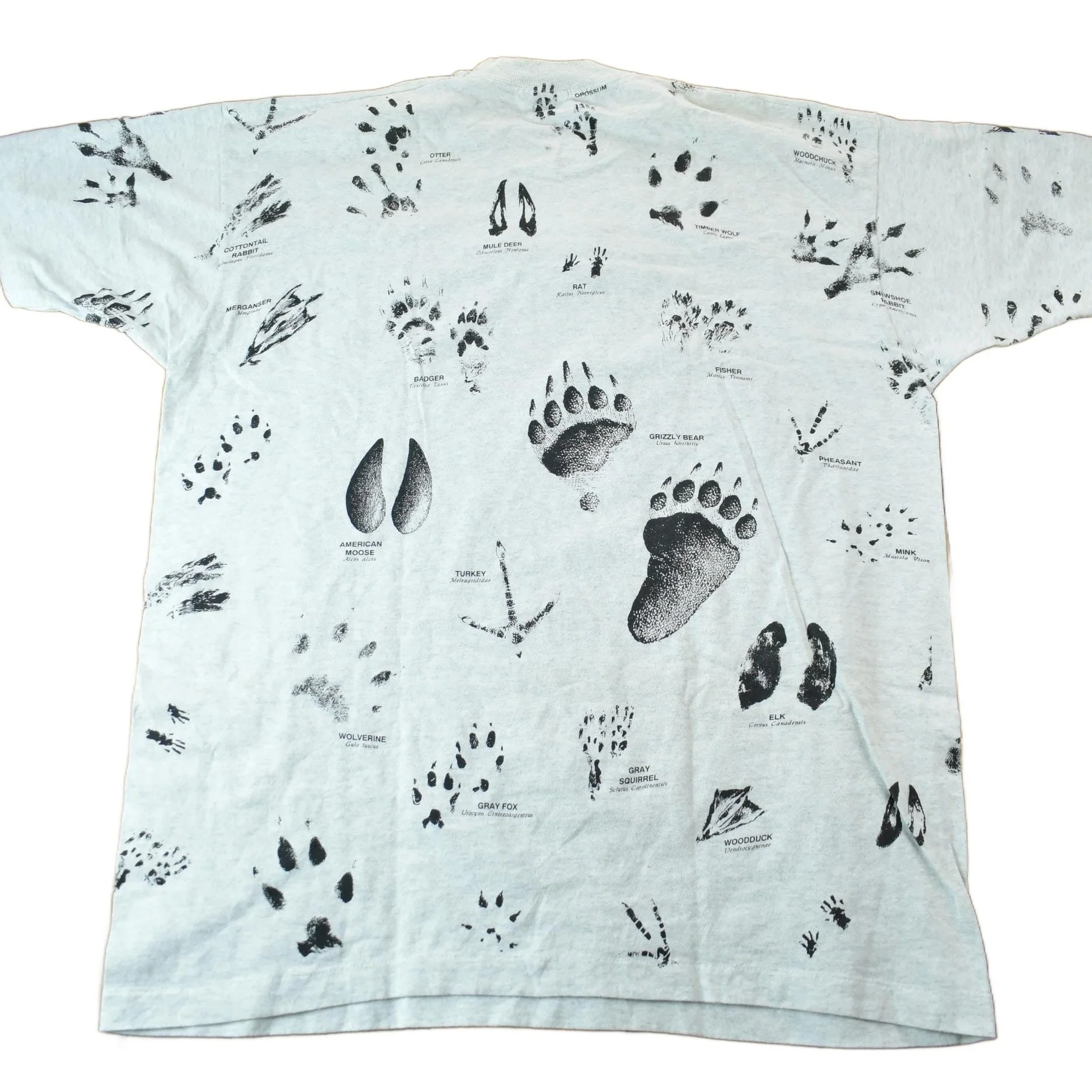 Vintage 1990s Animal Tracks All Over Print Graphic T-Shirt Men's 2XL - Image 2