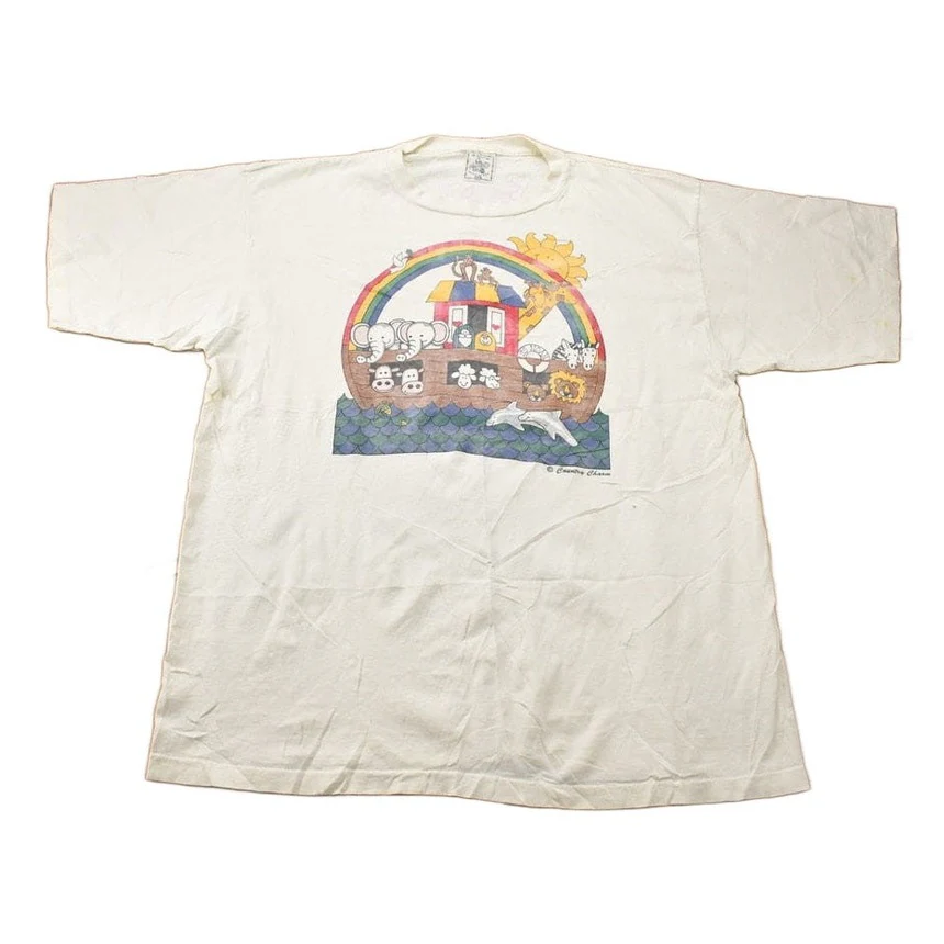 Vintage 1990s Animals on a Boat rainbow Graphic T-Shirt Men's 2XL