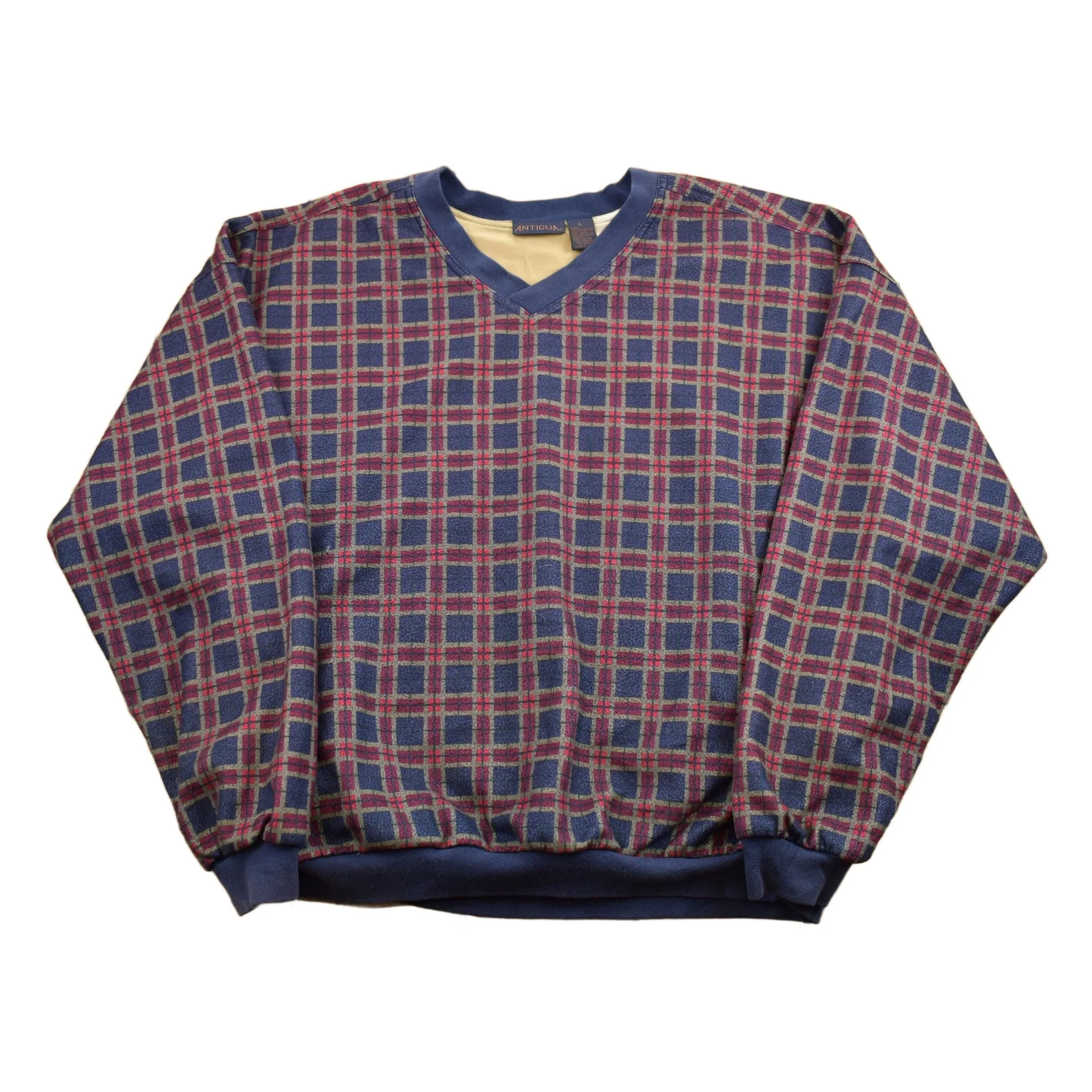 Vintage 1990s ANTIGUA V-Neck Fleece Sweater Men's Large