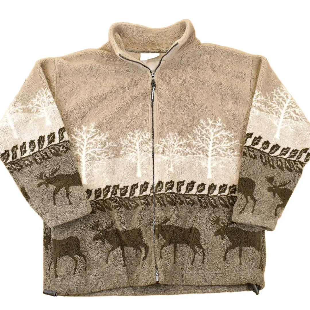 Vintage 1990s AOP Moose Fleece Outdoorsman Sweater Men's L