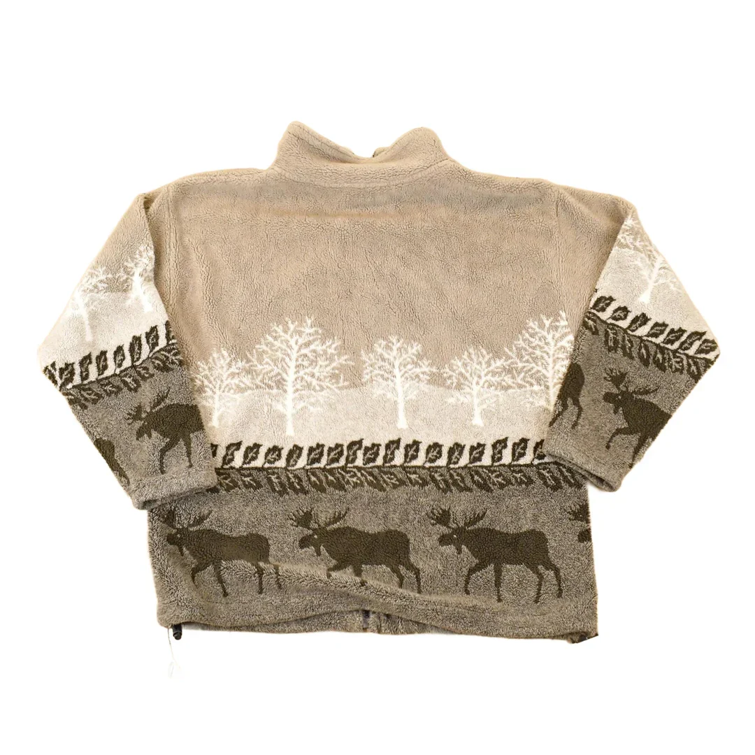 Vintage 1990s AOP Moose Fleece Outdoorsman Sweater Men's L - Image 2