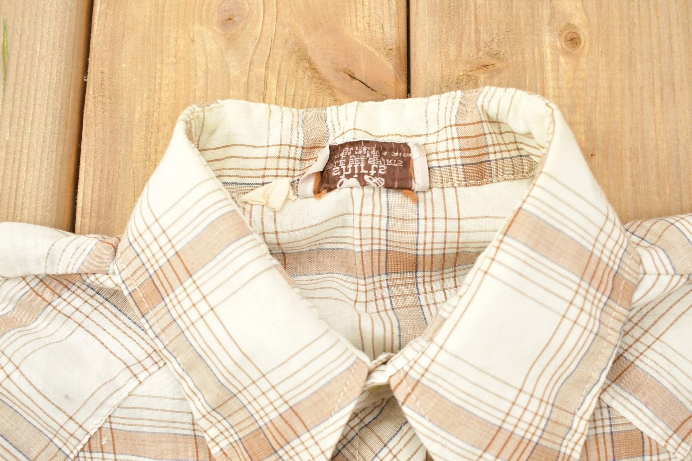 Vintage 1990s Apple Bee Plaid Western Flannel Button Up Shirt Men's M - Image 4