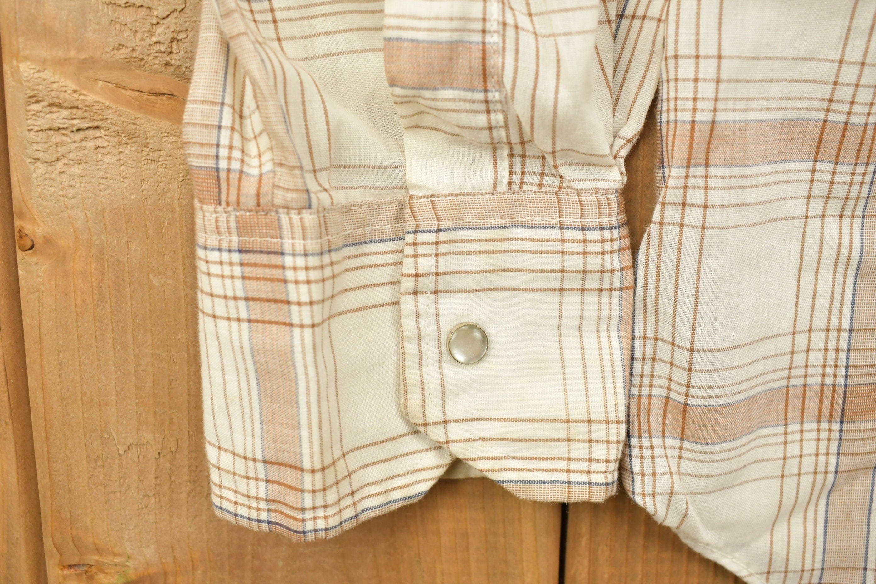 Vintage 1990s Apple Bee Plaid Western Flannel Button Up Shirt Men's M - Image 5