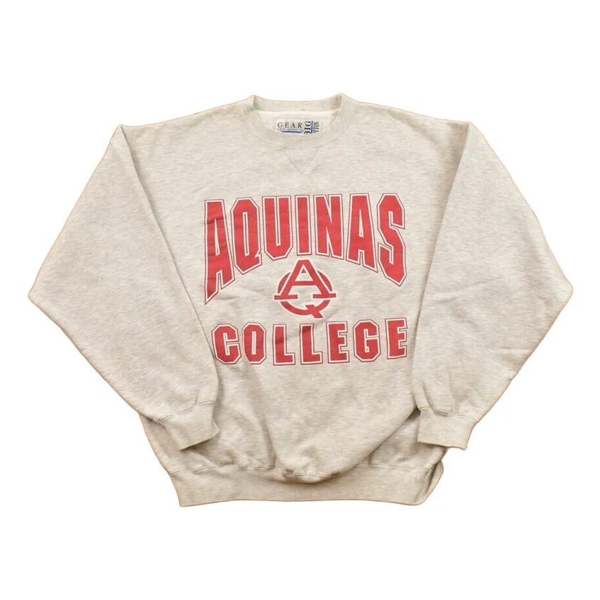 Vintage 1990s Aquinas College Collegiate Crewneck Men's Large