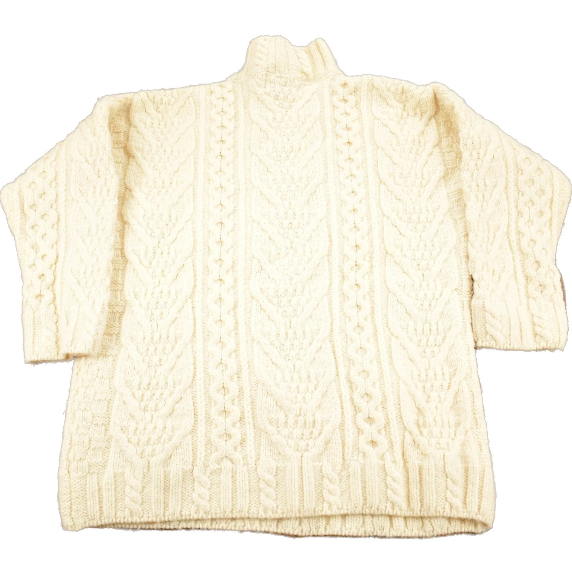 Vintage 1990s Aran Crafts 100% Merino Wool 3D Cable Knit Sweater Men's Small - Image 2