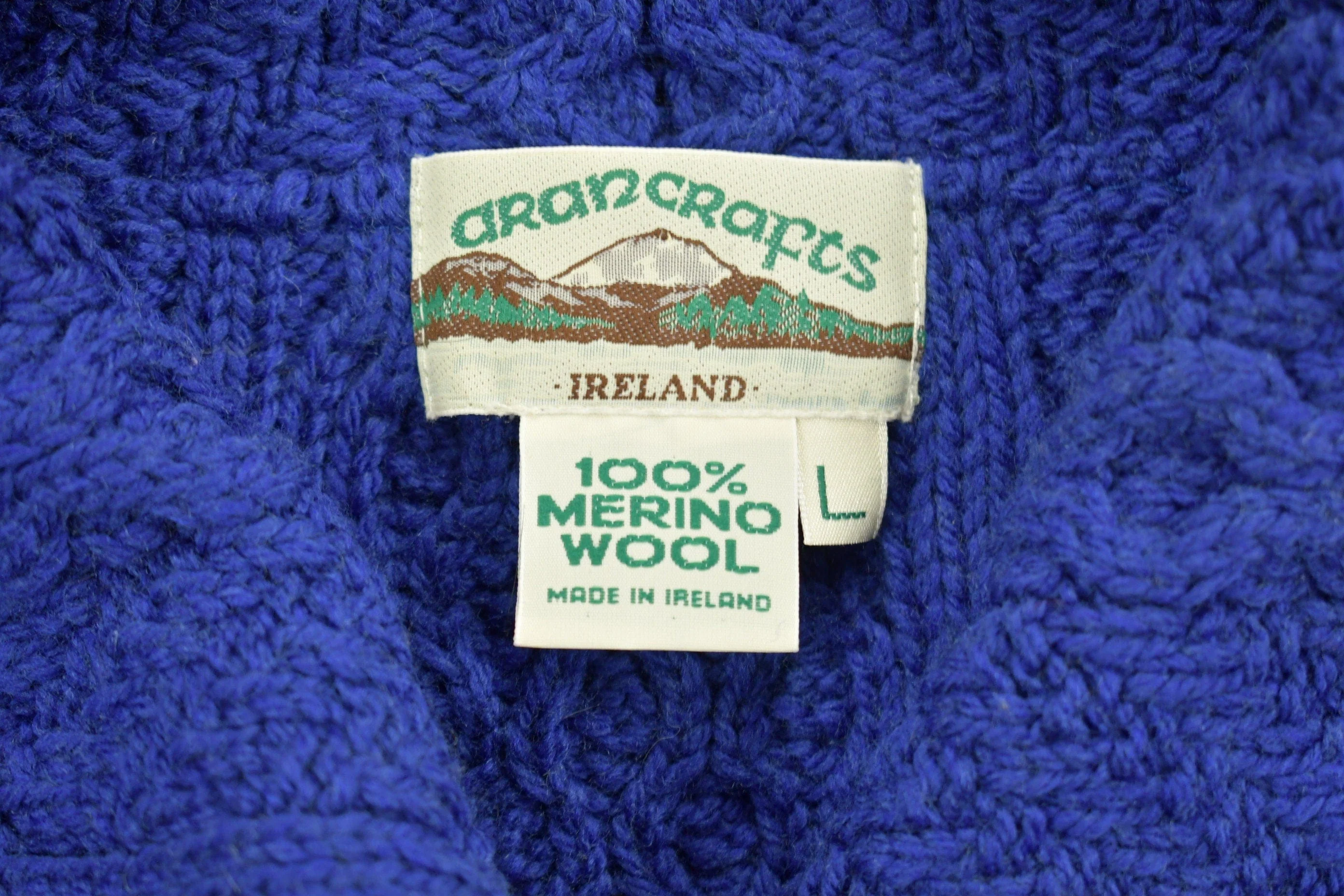 Vintage 1990s Aran Crafts 100% Merino Wool Knit Sweater Men's Large - Image 5