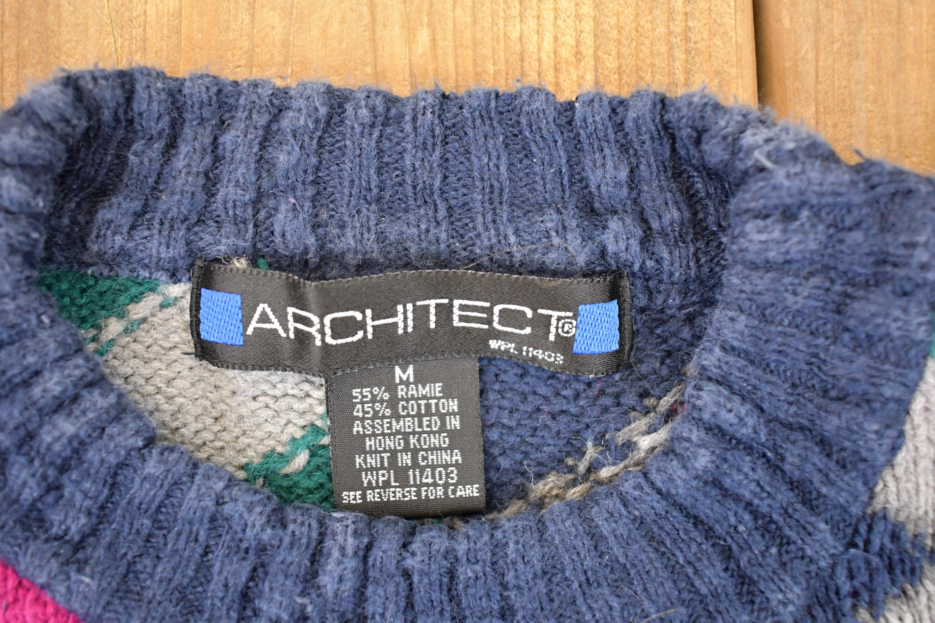 Vintage 1990s Architect Knit Crewneck Sweater Men's M - Image 4