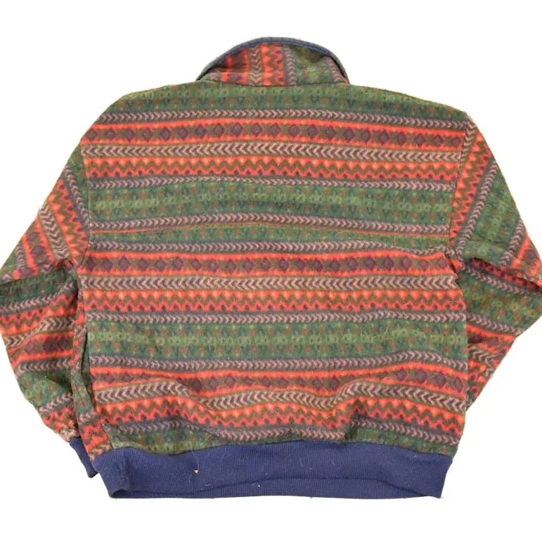 Vintage 1990s Arctic Image AOP Aztec Fleece Quarter Button Outdoorsman Sweater Mens L - Image 2