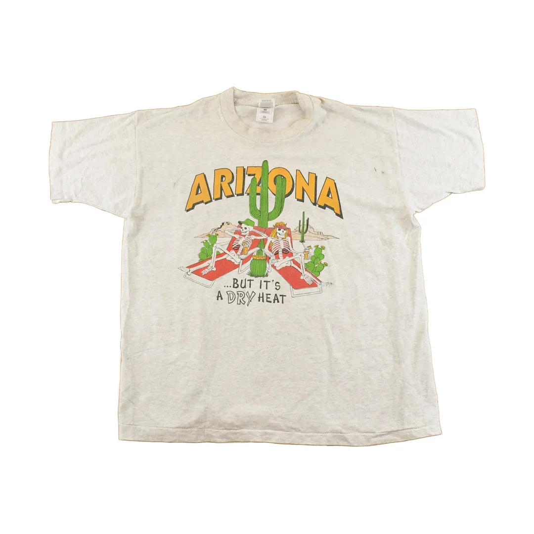Vintage 1990's Arizona Dry Heat Pool Skeletons Souvenir Travel T-Shirt Men's L