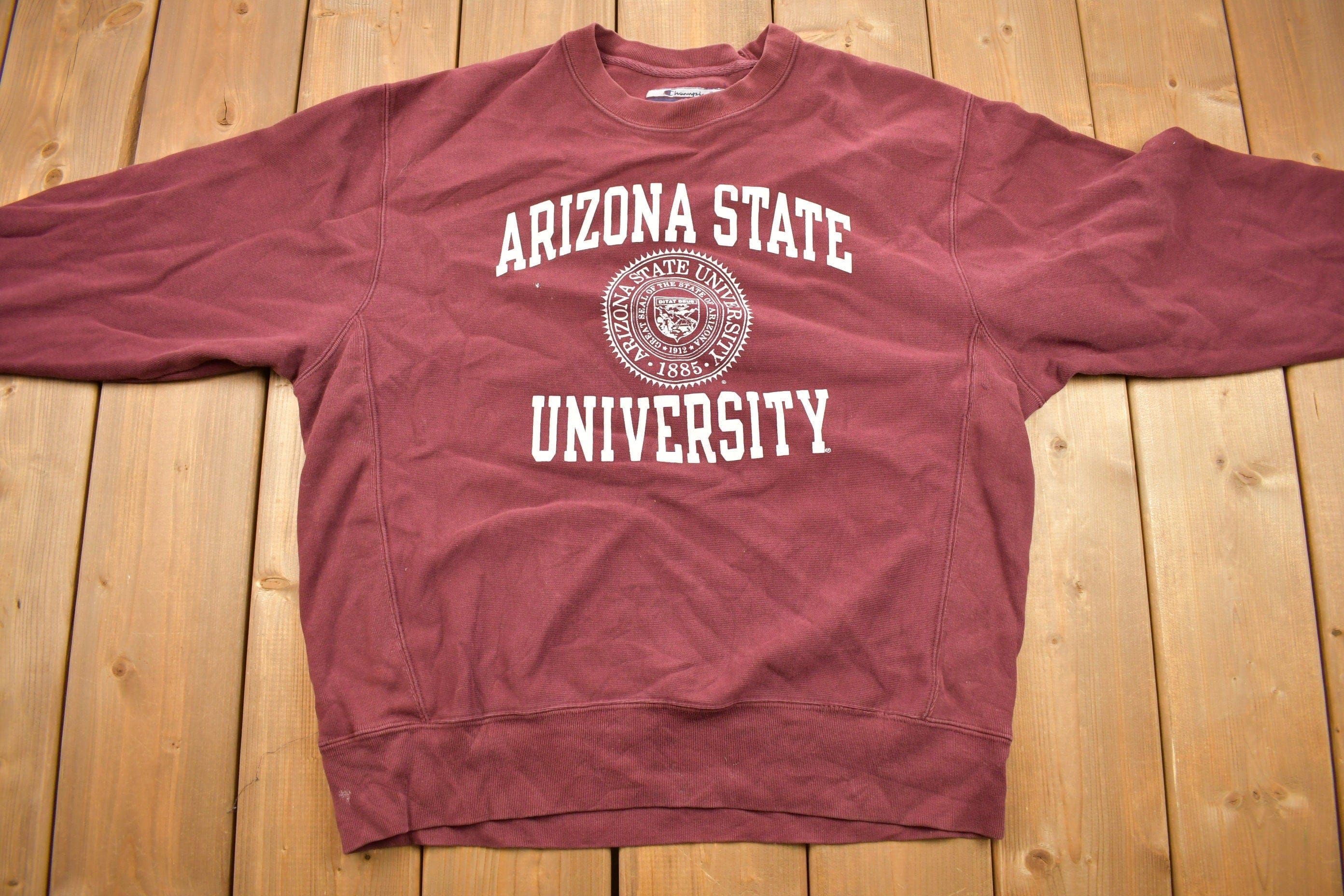 Vintage 1990s Arizona State University Collegiate Champion Reverse Weave Crewneck Men's XL - Image 3