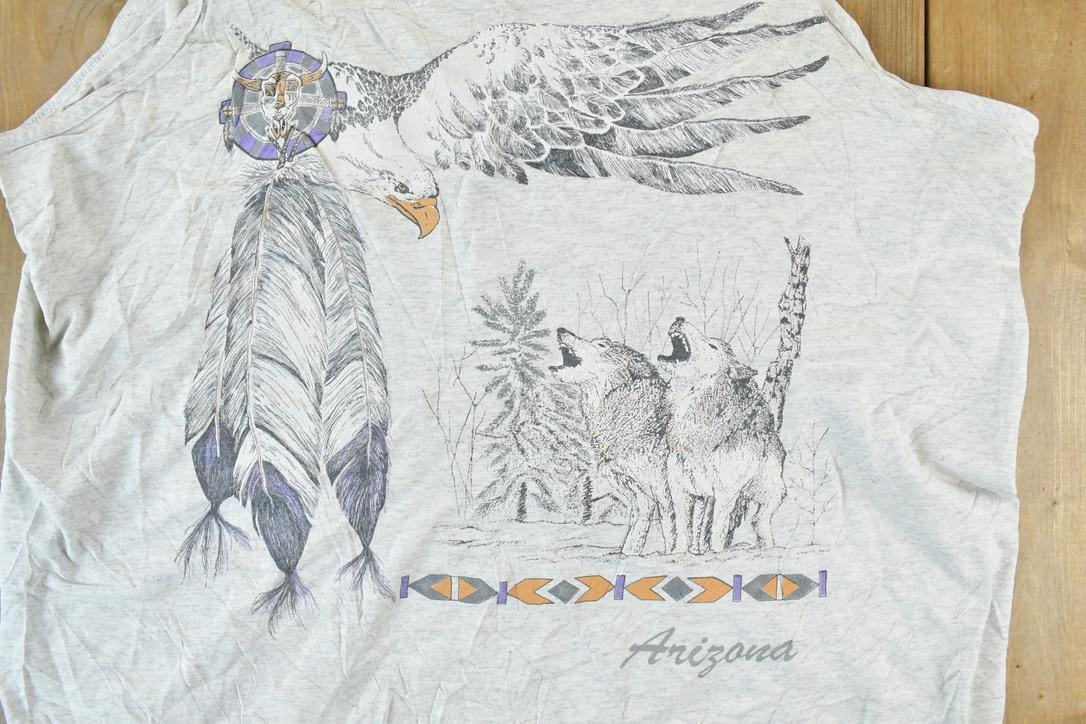 Vintage 1990s Arizona Wolf And Eagle Outdoors Tank Top Men's XL - Image 3